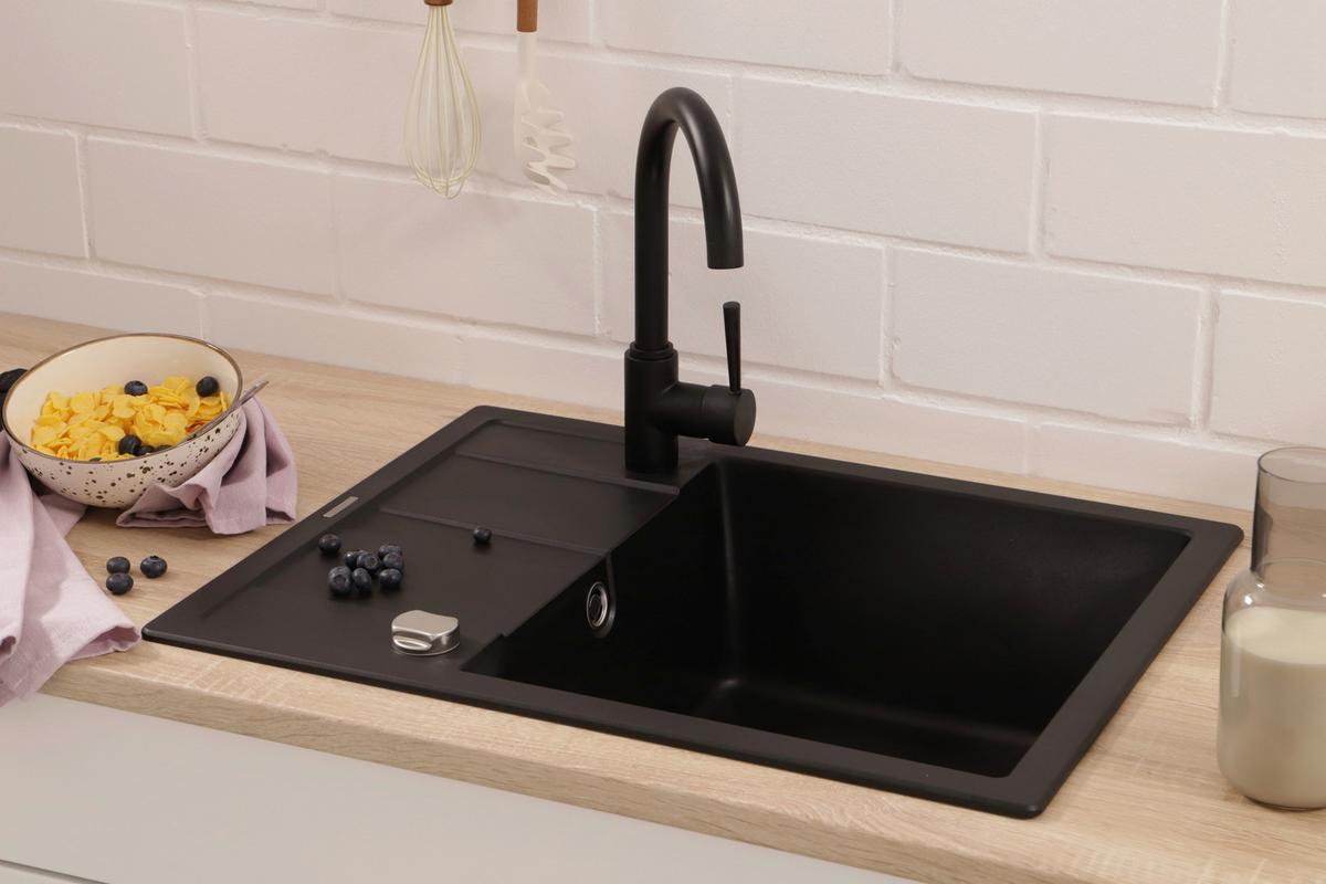 Pomivalno Korito Nashville, 65x50cm - črna, Basics, kamen (65/20/50cm) - Respekta