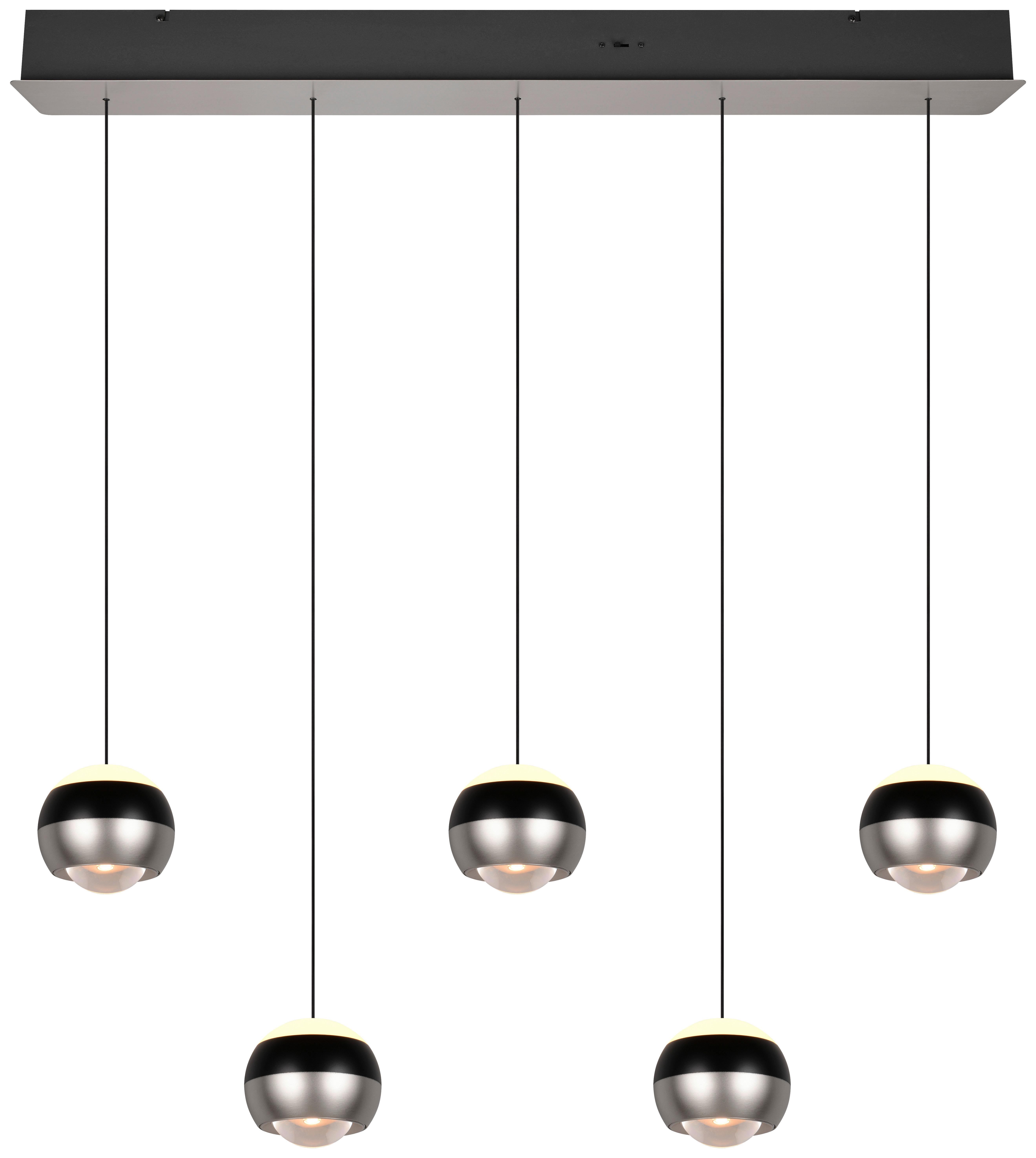 LED-Hängeleuchte Orbit Schwarz/Nickelfarben max. 8 W - Schwarz/Nickelfarben, Design, Metall (100/10.5/200cm) - Trio Leuchten