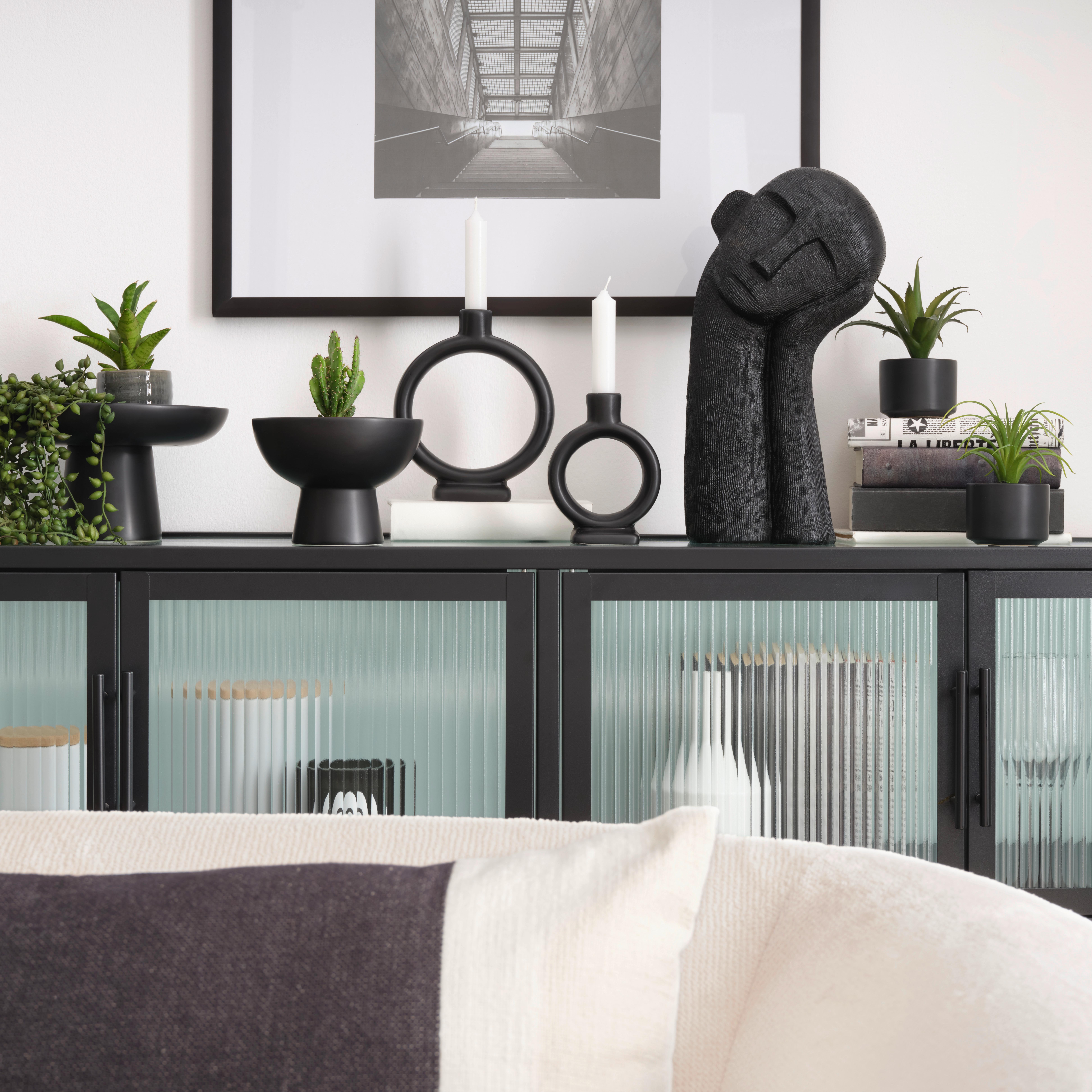 Kerzenhalter Valongo II in Schwarz - Schwarz, Basics, Keramik (10,5/14/4,5cm) - Modern Living