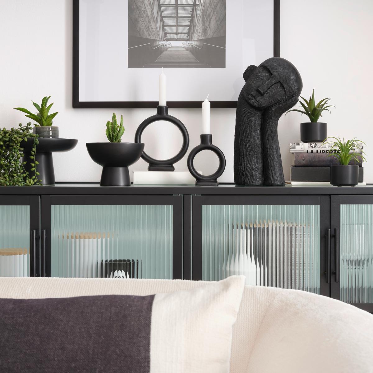 Kerzenhalter Valongo II in Schwarz - Schwarz, Basics, Keramik (10,5/14/4,5cm) - Modern Living