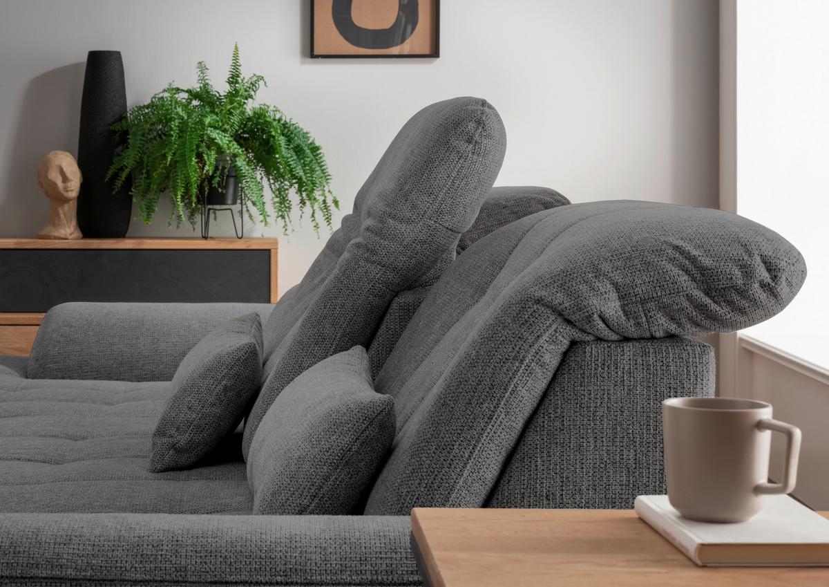 Ecksofa Rigatti mit Bettkasten ca. 184x314 cm Anthrazit - Chromfarben/Anthrazit, MODERN, Textil/Metall (184/314cm) - Livetastic