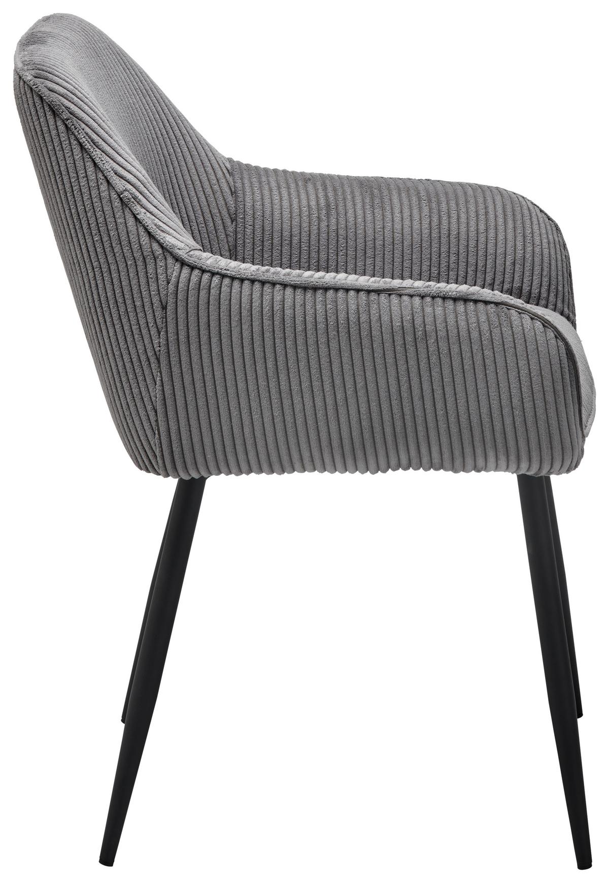 KRZESŁO Z PODŁOKIETNIKAMI KATI - czarny/szary, Lifestyle, metal/tkanina (56/83/62cm) - MID.YOU