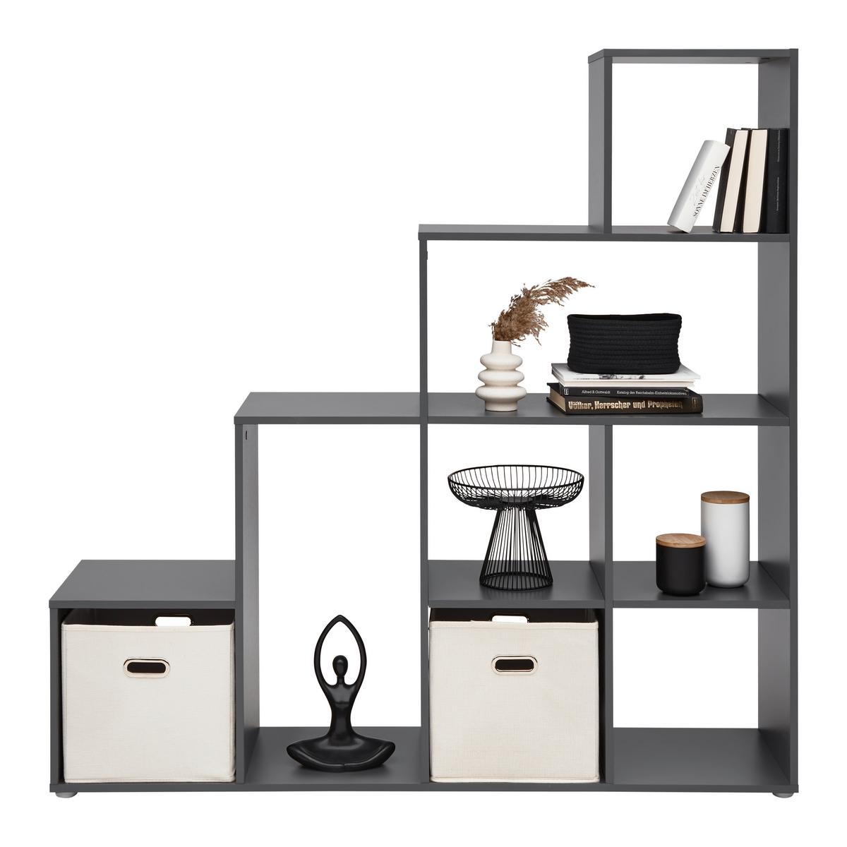 Regal Cassa 2 Anthrazit - Anthrazit, Konventionell, Holzwerkstoff (148/150/35cm) - Mömax