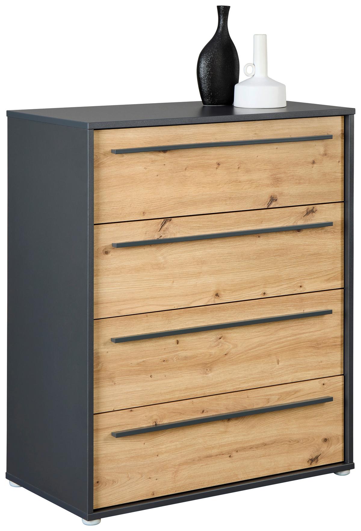 Comodă ADRIANO 2 - stejar Artisan/antracit, Trend, material pe bază de lemn (80/94,8/41,2cm) - Modern Living