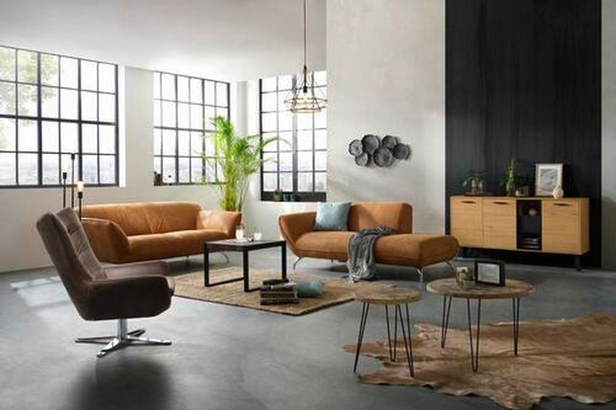 Sessel Venezuela aus Echtleder - Dunkelbraun/Alufarben, LIFESTYLE, Textil/Metall (81/95/90cm) - Premium Living
