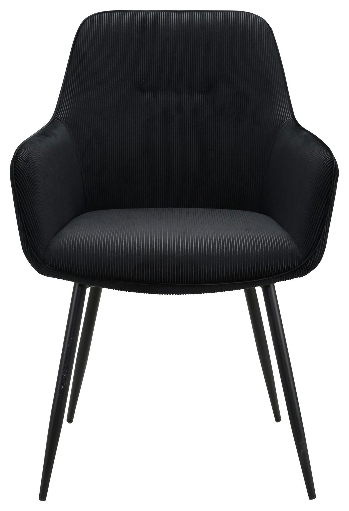 ZESTAW KRZESEŁ Z PODŁOKIETNIK. FOX -EXKLUSIV- - czarny, Design, metal/tkanina (57/85/60cm) - Novel