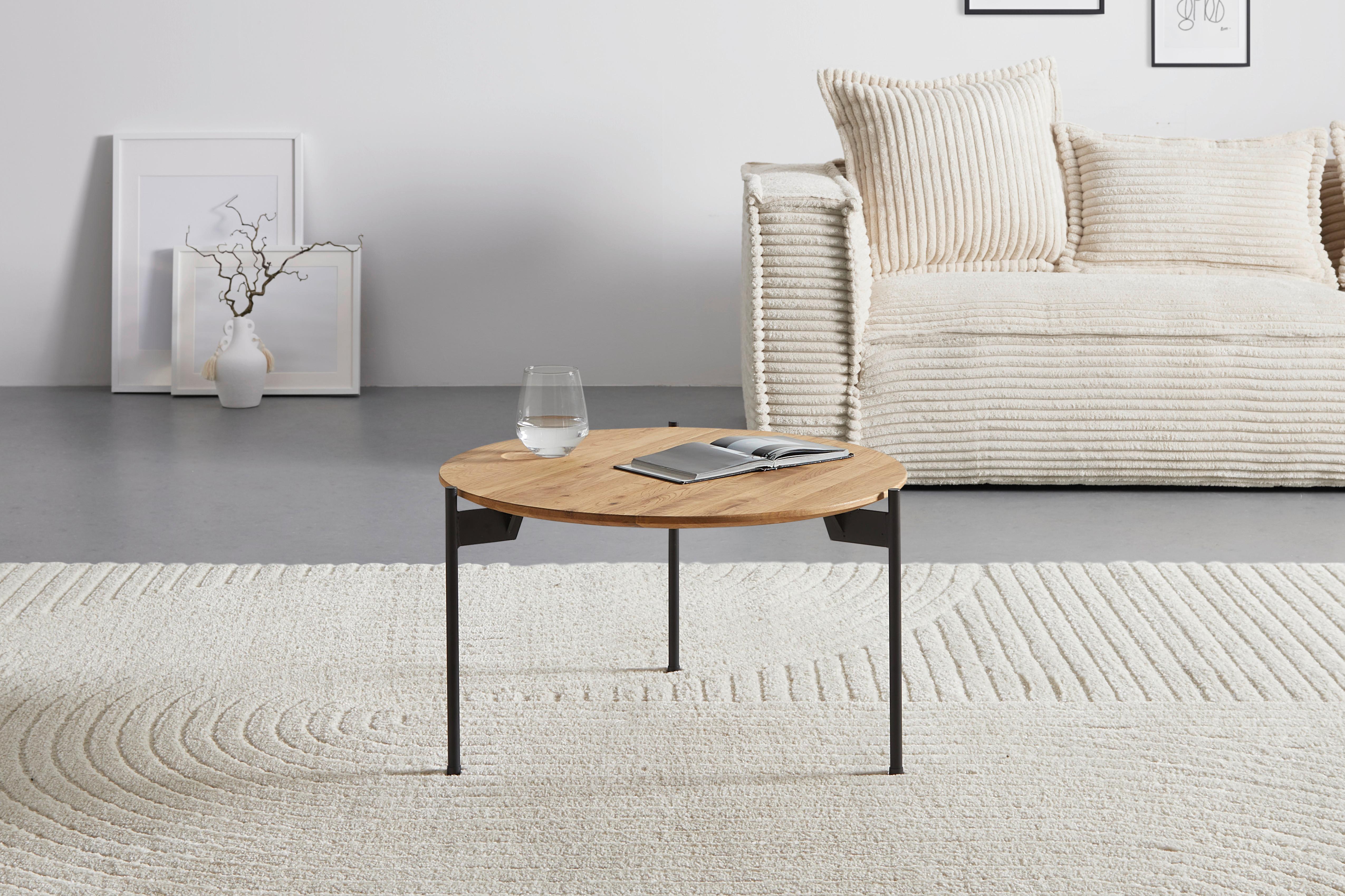 Couchtisch Assuan Schwarz/Eichefarben - Eichefarben/Schwarz, MODERN, Holz/Metall (55/55/33cm) - Zandiara