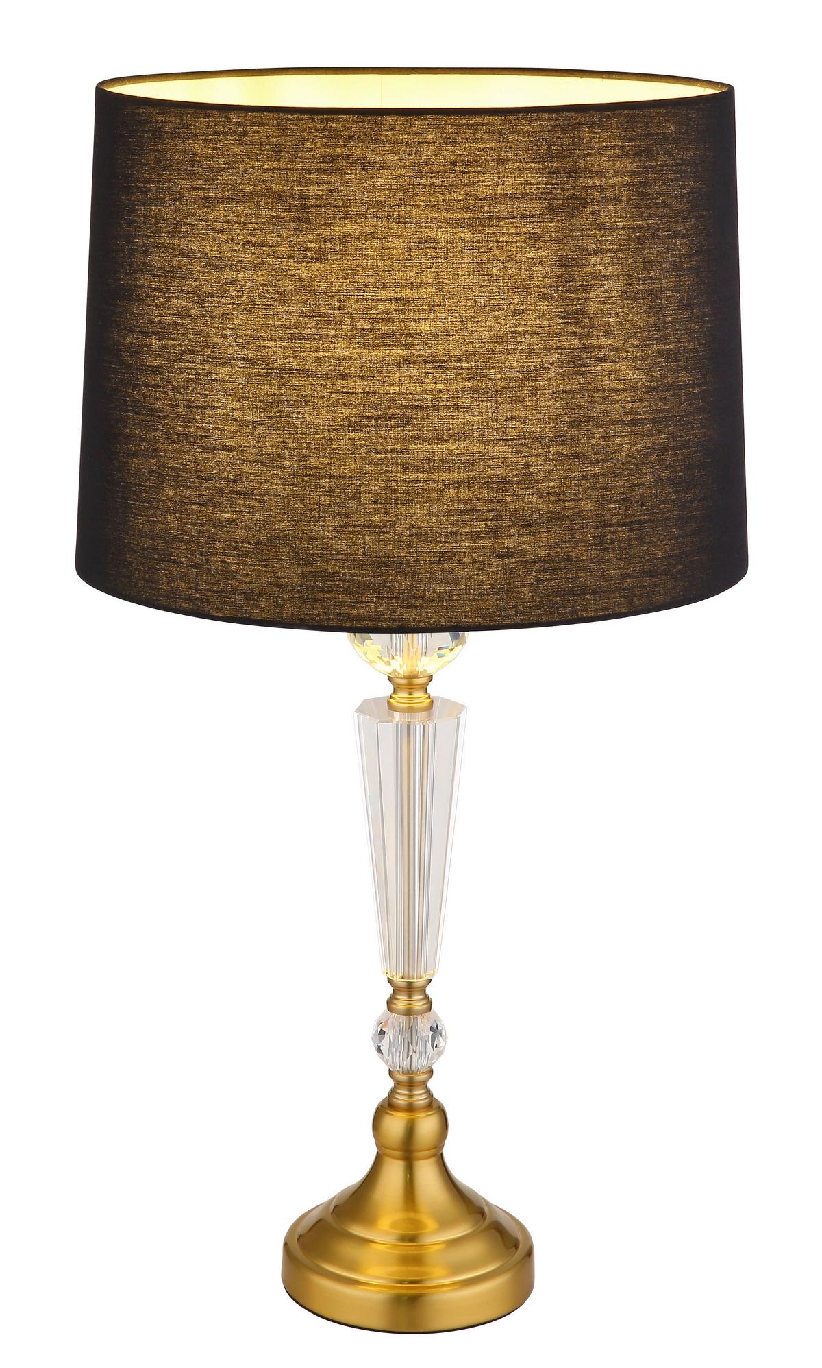 Tischleuchte Arro Schwarz/Messing max. 40 Watt - Klar/Messingfarben, KONVENTIONELL, Glas/Textil (35/66cm) - Globo