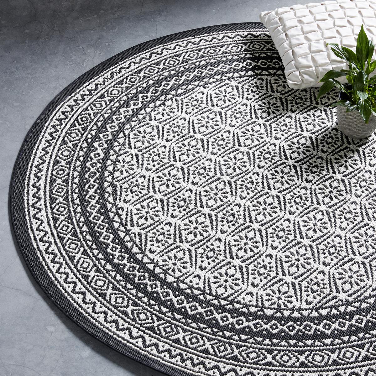 Flachwebeteppich Arizona in Schwarz Ø ca.160cm - Schwarz, MODERN, Textil (160cm) - Modern Living