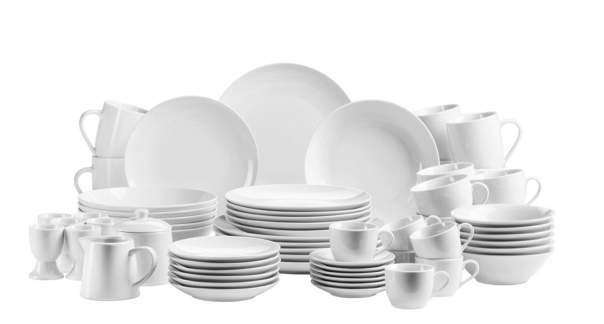 Kombiservice Alesia, 62-teilig - Weiß, Basics, Keramik - Mäser