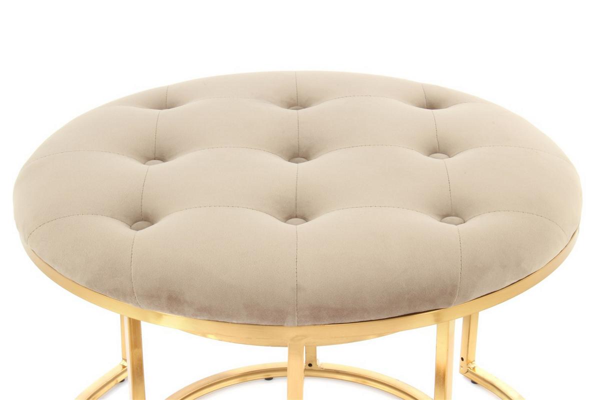 Hockerset Becky 800 - Taupe/Goldfarben, Design, Textil/Metall (40-60/32-41cm) - Kayoom