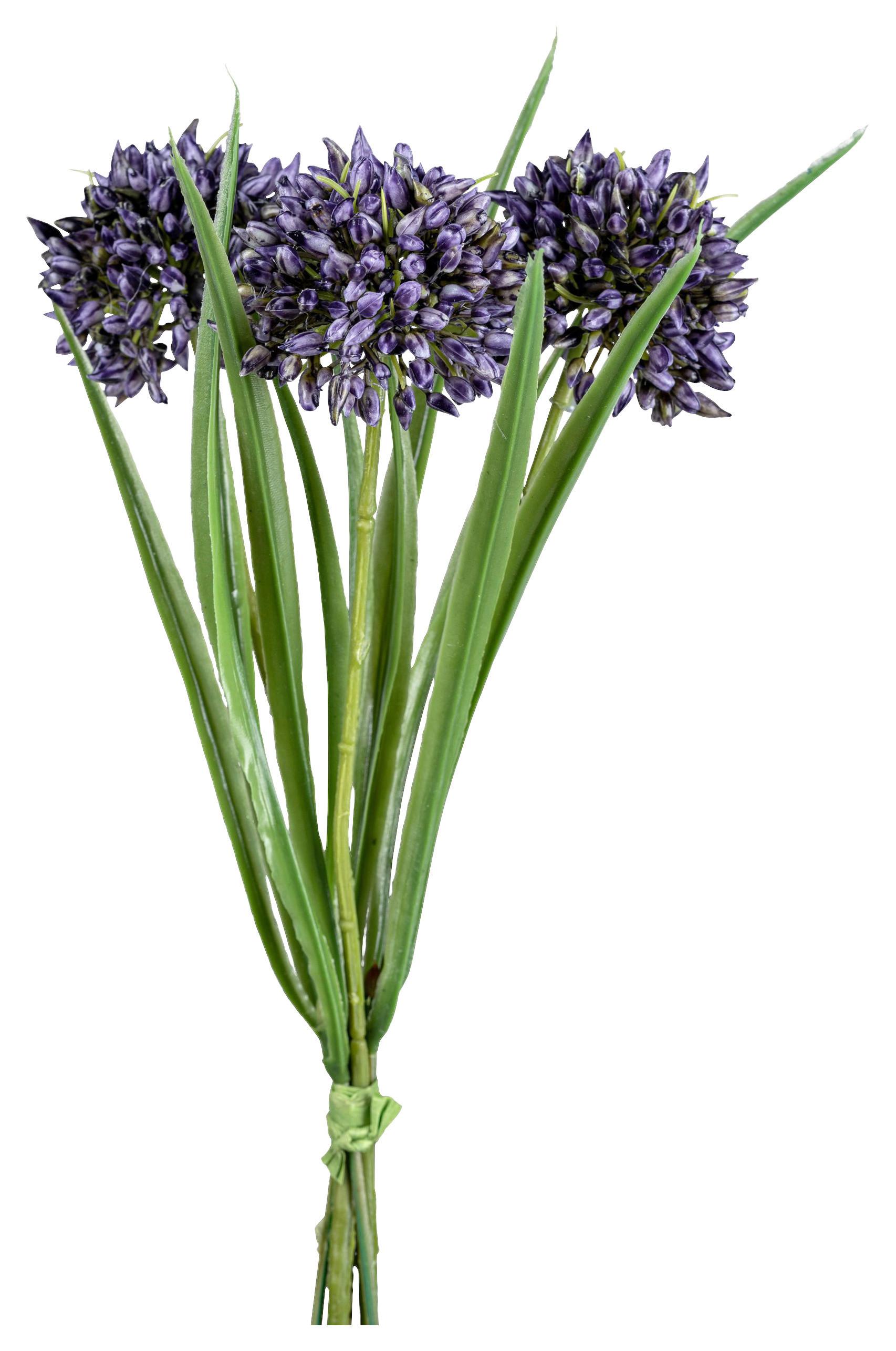Kunstpflanze Allium I Lila/Grün - Lila/Grün, Konventionell, Kunststoff (28cm) - Modern Living