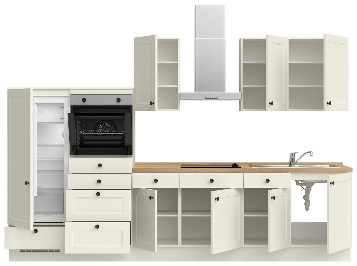 Küchenleerblock Cascada Low o. Geräte Weiß - Eichefarben/Schwarz, MODERN, Holzwerkstoff/Metall (330cm) - Nobilia
