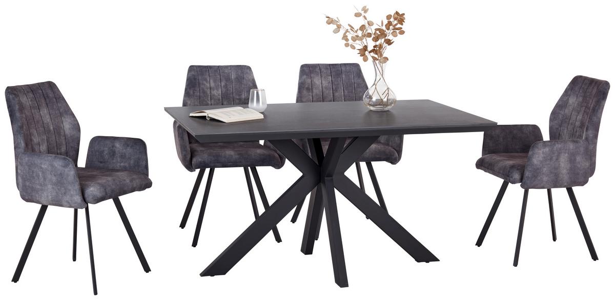 Jedilna Miza Steve 2, Črna, 140x90 Cm - črna, Moderno, kovina/leseni material (140/76/90cm)