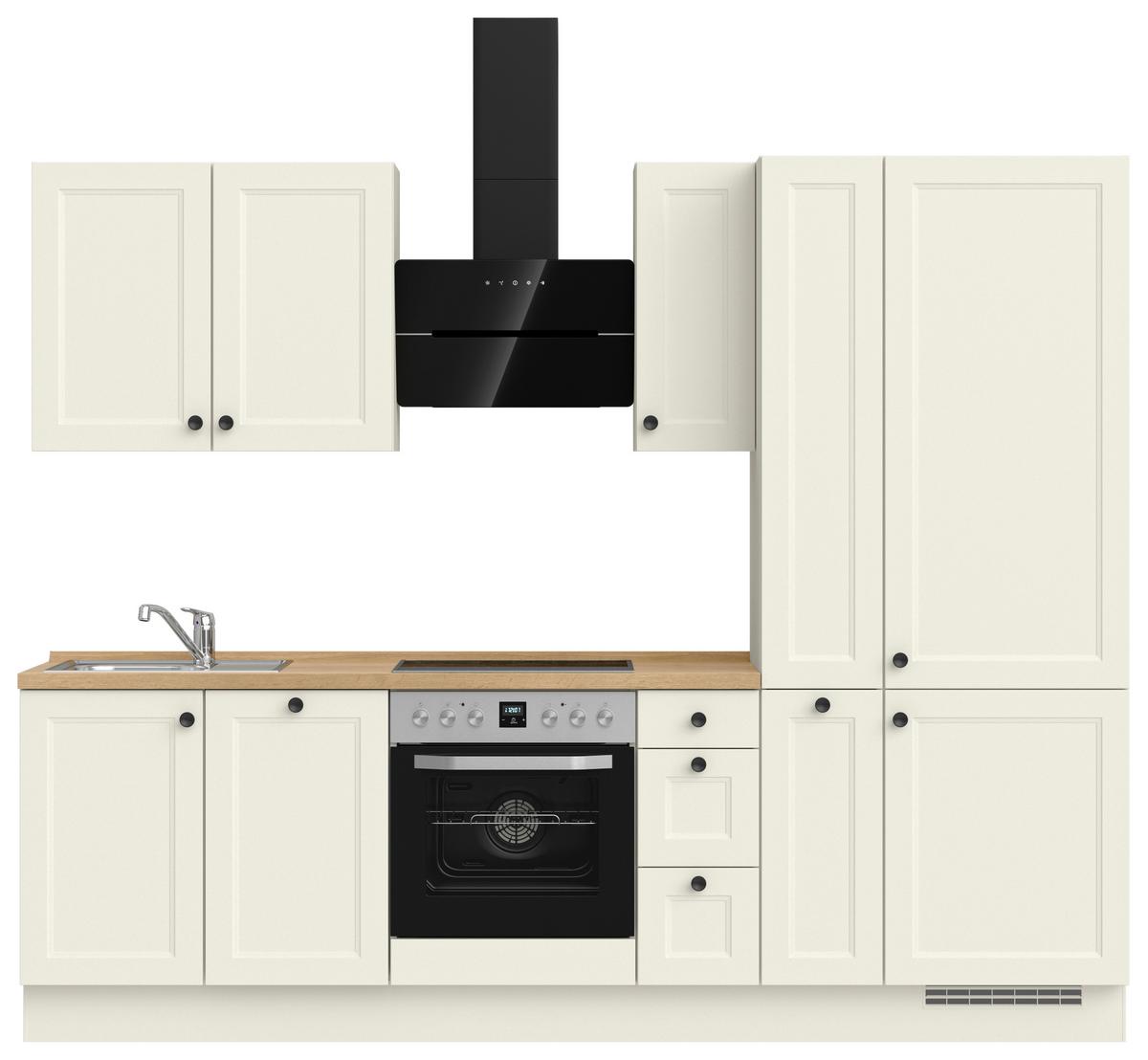 Küchenblock Cascada High m. Geräten Weiß - Eichefarben/Schwarz, MODERN, Holzwerkstoff/Metall (270cm) - Nobilia