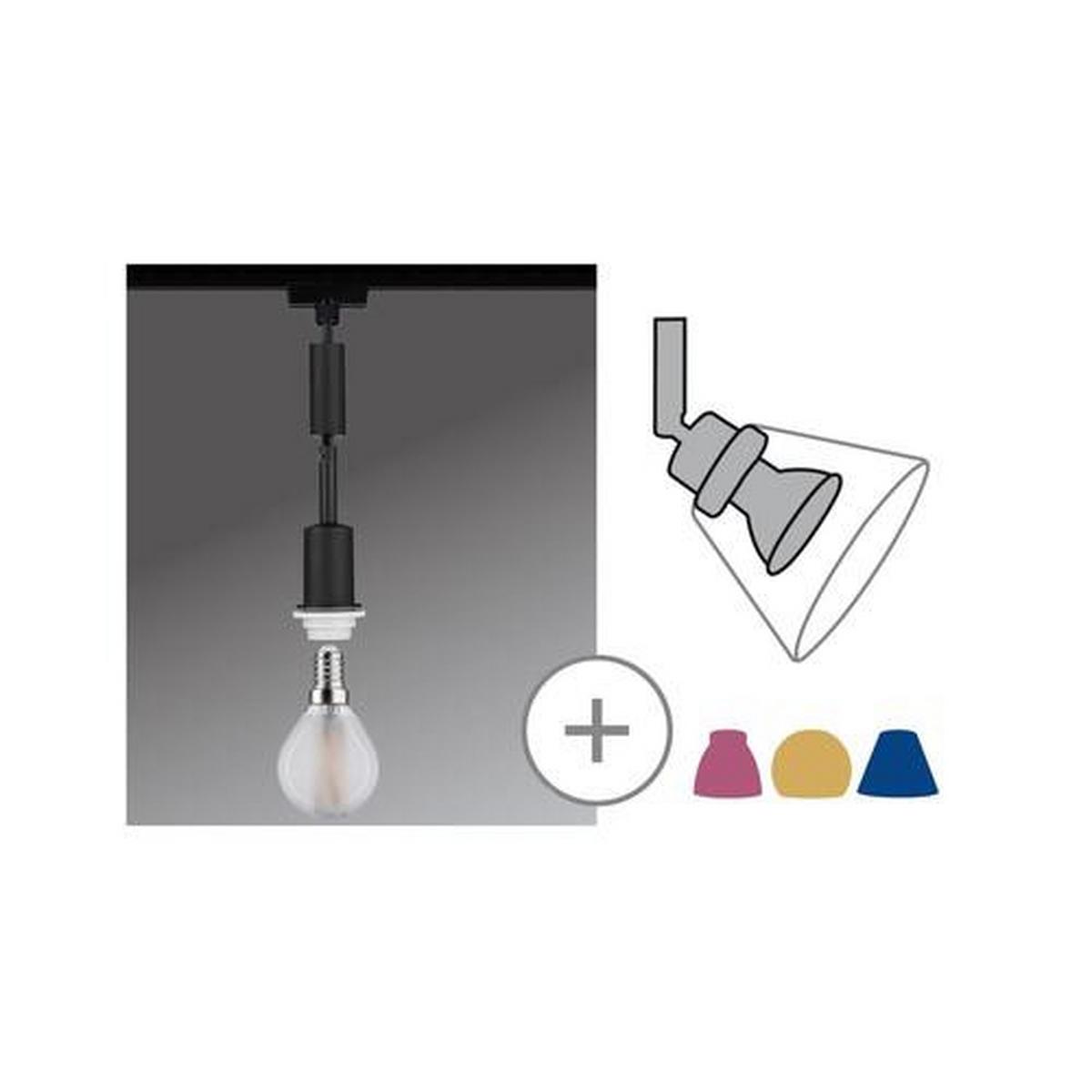Schienensystem-Hängeleuchte Urail max. 20 Watt - Schwarz, Basics, Kunststoff/Metall (132cm) - Paulmann