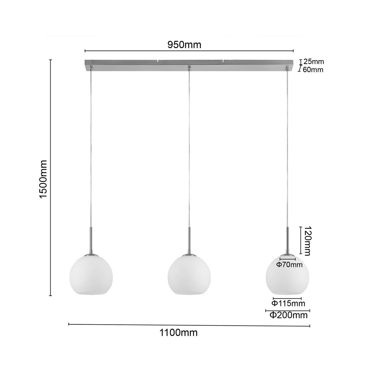 LAMPA WISZĄCA LEONIE *SBN* - opal, Basics, metal/szkło (110/20/150cm) - Novel