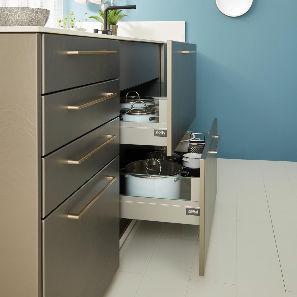 Einbauküche Vegas-Plus - Weiss/Beige, Modern, Holzwerkstoff (245/240cm) - Dieter Knoll
