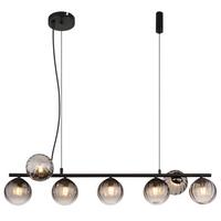 Hängeleuchte Dallerta Rauchfarben max. 10 Watt - Klar/Schwarz, Design, Glas/Kunststoff (95/28/120cm) - Globo