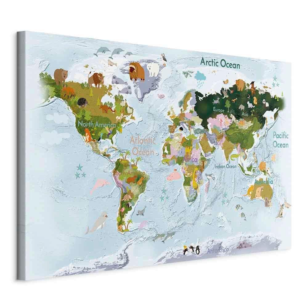 Slika Na Platnu Wonders Of The World I - pastelno modra/zelena, Basics, tekstil/leseni material (60/40/1,2cm) - artgeist