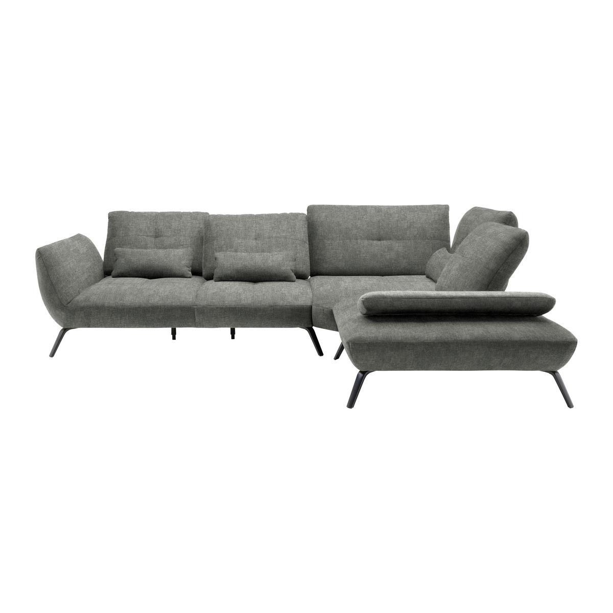 Wohnlandschaft Trendy Dunkelgrau - Dunkelgrau/Schwarz, MODERN, Holzwerkstoff/Textil (310/93/250cm) - Premium Living