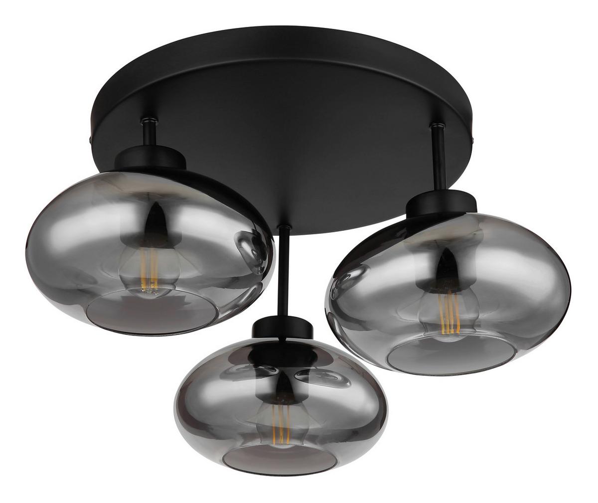 Deckenleuchte Shaun in Schwarz max. 40 Watt - Schwarz, Design, Glas/Metall (40/24cm) - Globo