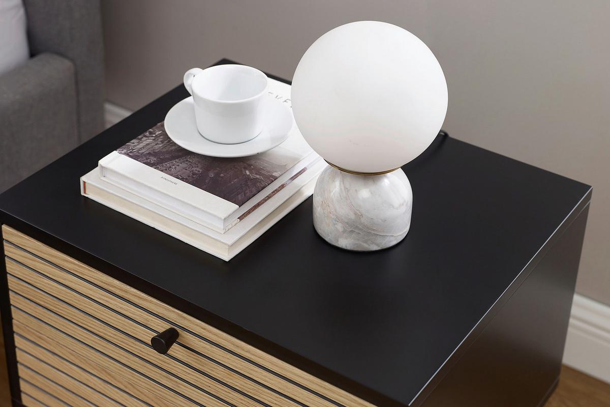 Majhna Nočna Omarica Night, Črna, Barva Hrasta - črna/barve hrasta, Design, kovina/leseni material (50/50/40cm) - Livetastic