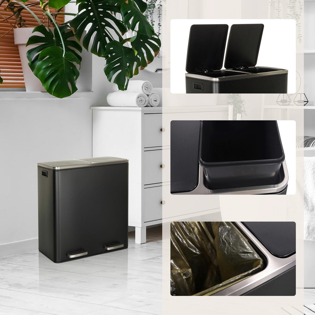 Abfallsammler Clean Schwarz ca. 59x65,5x32cm - Schwarz, MODERN (59,0/65,5/32cm) - MID.YOU