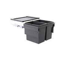 Einbauabfallsammler CARGO SYNCHRO 60-2 Anthrazit - Anthrazit, Kunststoff/Metall (40/42,4/56,8cm) - HKT