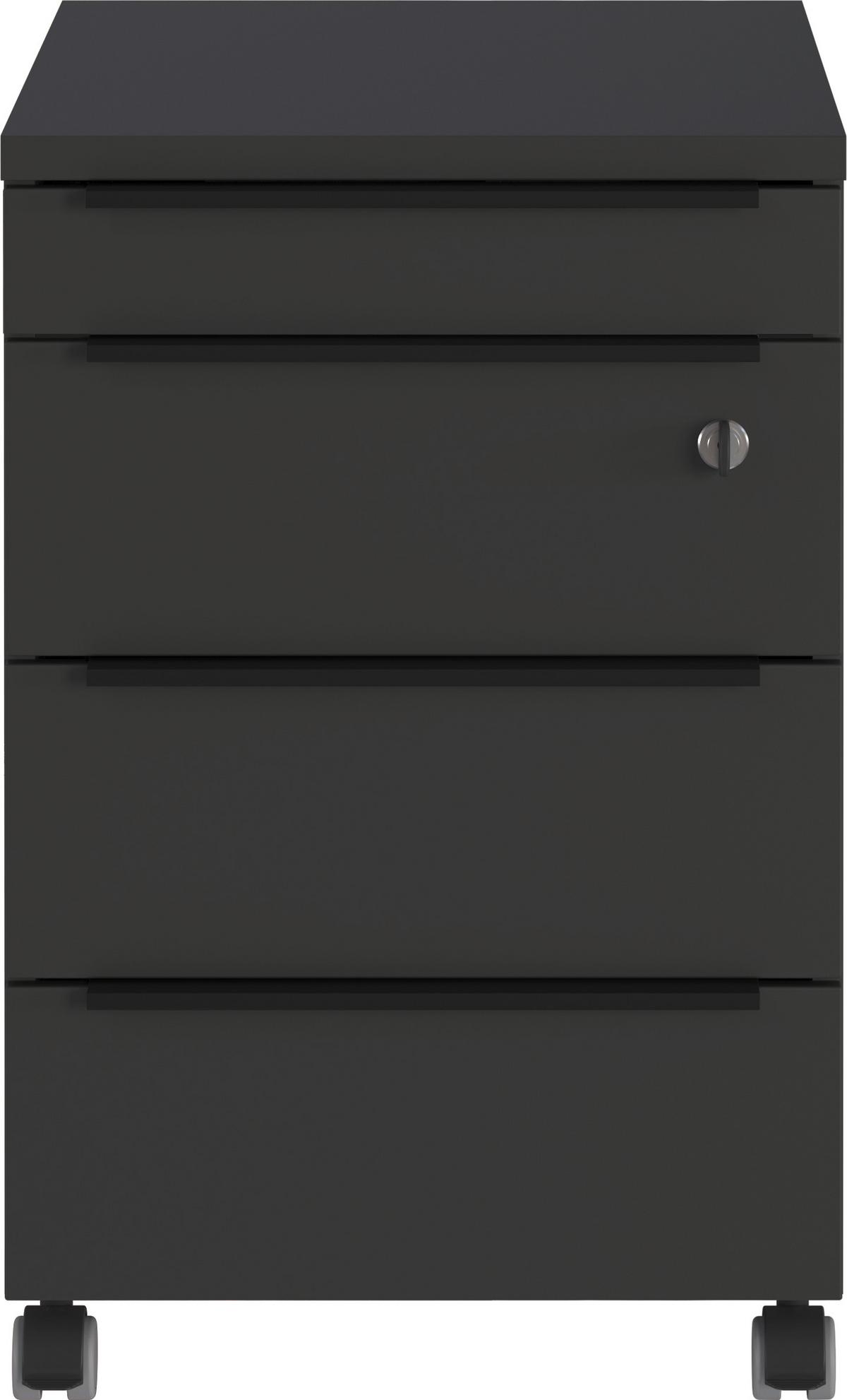Rollcontainer Ribera in Graphitfarben - Graphitfarben/Schwarz, MODERN, Holzwerkstoff/Kunststoff (42/63/60cm) - Premium Living
