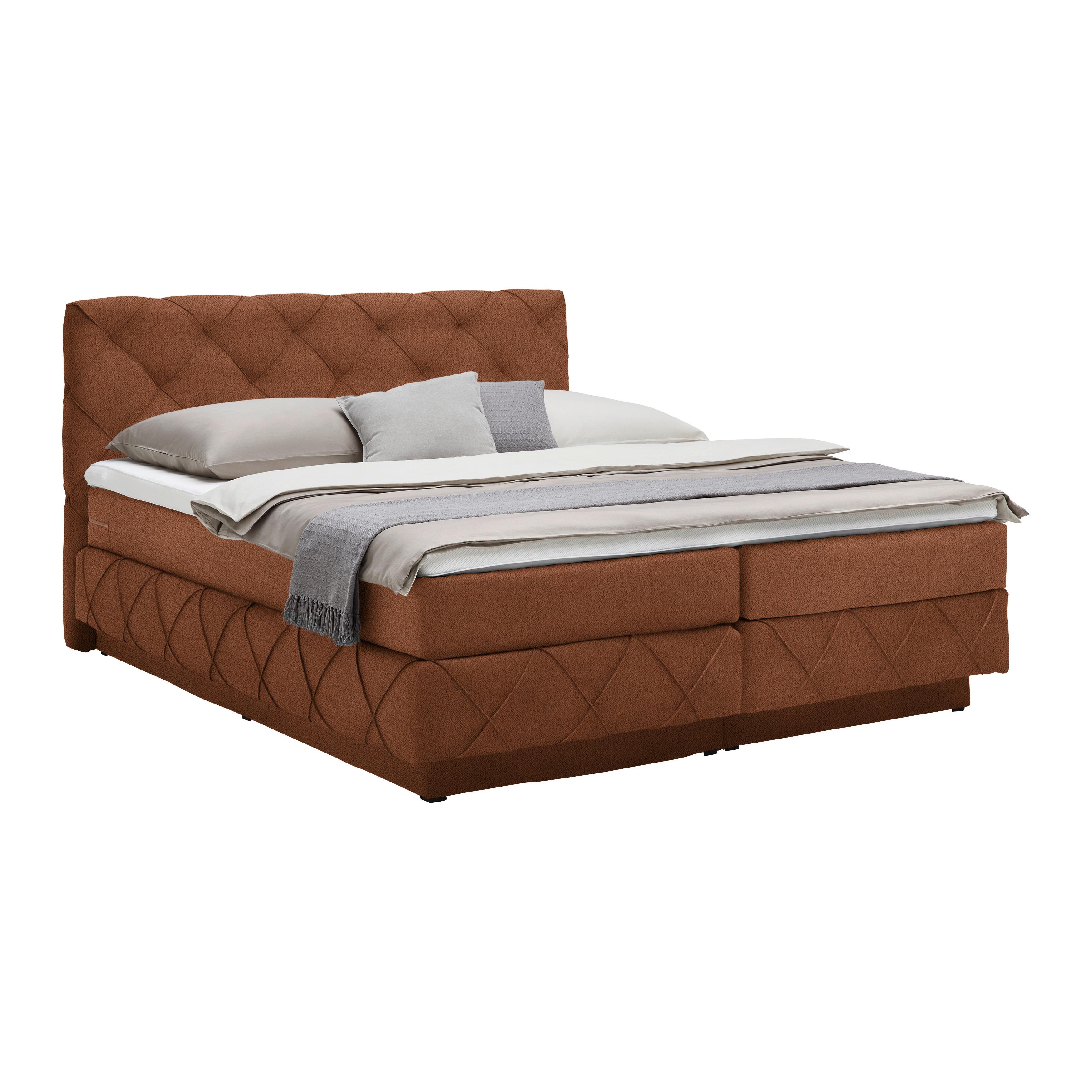 Boxspringbett Cordoba Rostfarben ca. 180x200cm - Rostfarben/Schwarz, KONVENTIONELL, Holz/Holzwerkstoff (180/200cm) - Premium Living