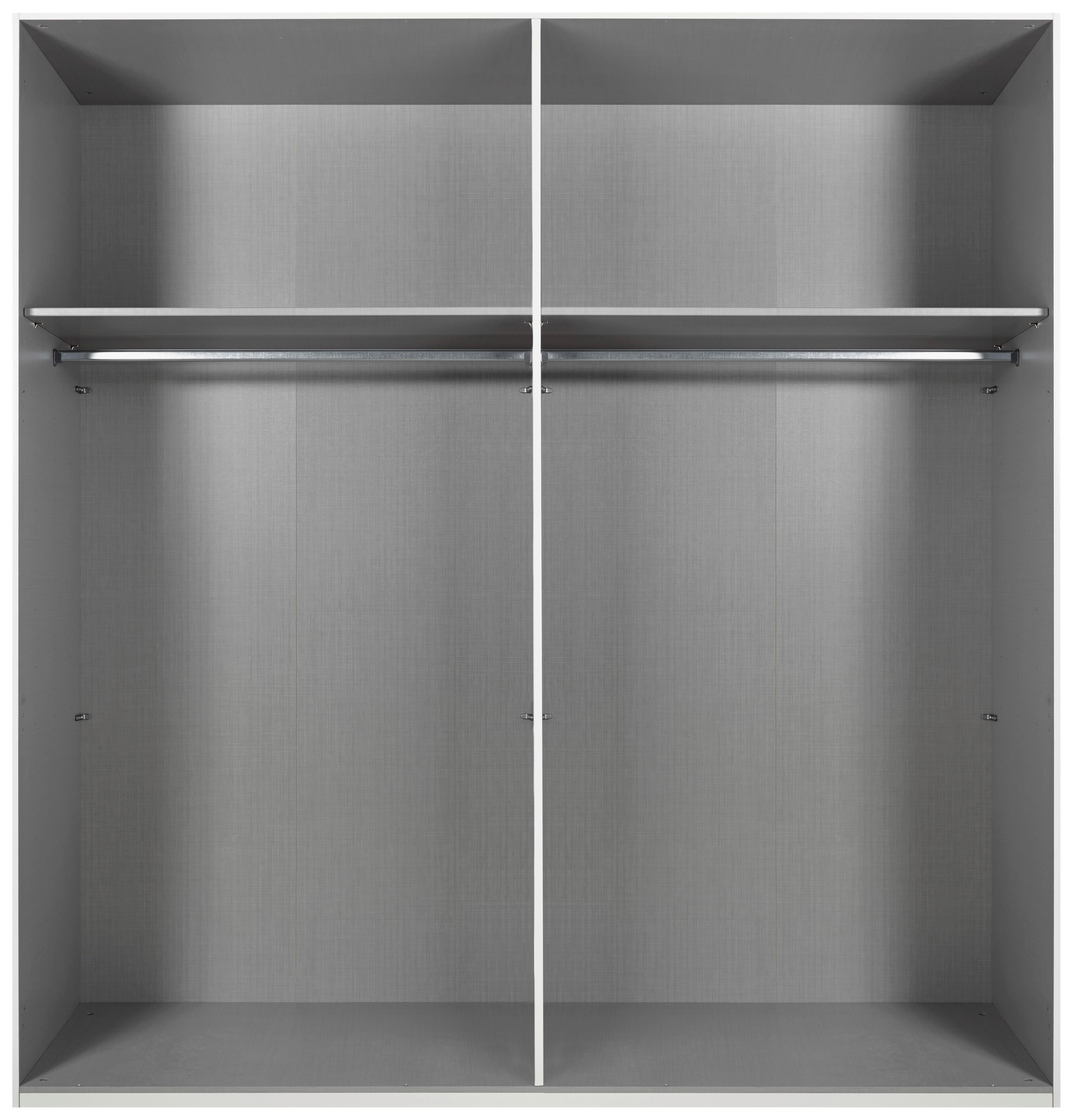 Schwebetürenschrank Ulm Weiß - Silberfarben/Schwarz, Glas/Holzwerkstoff (180/198/65cm) - Mömax
