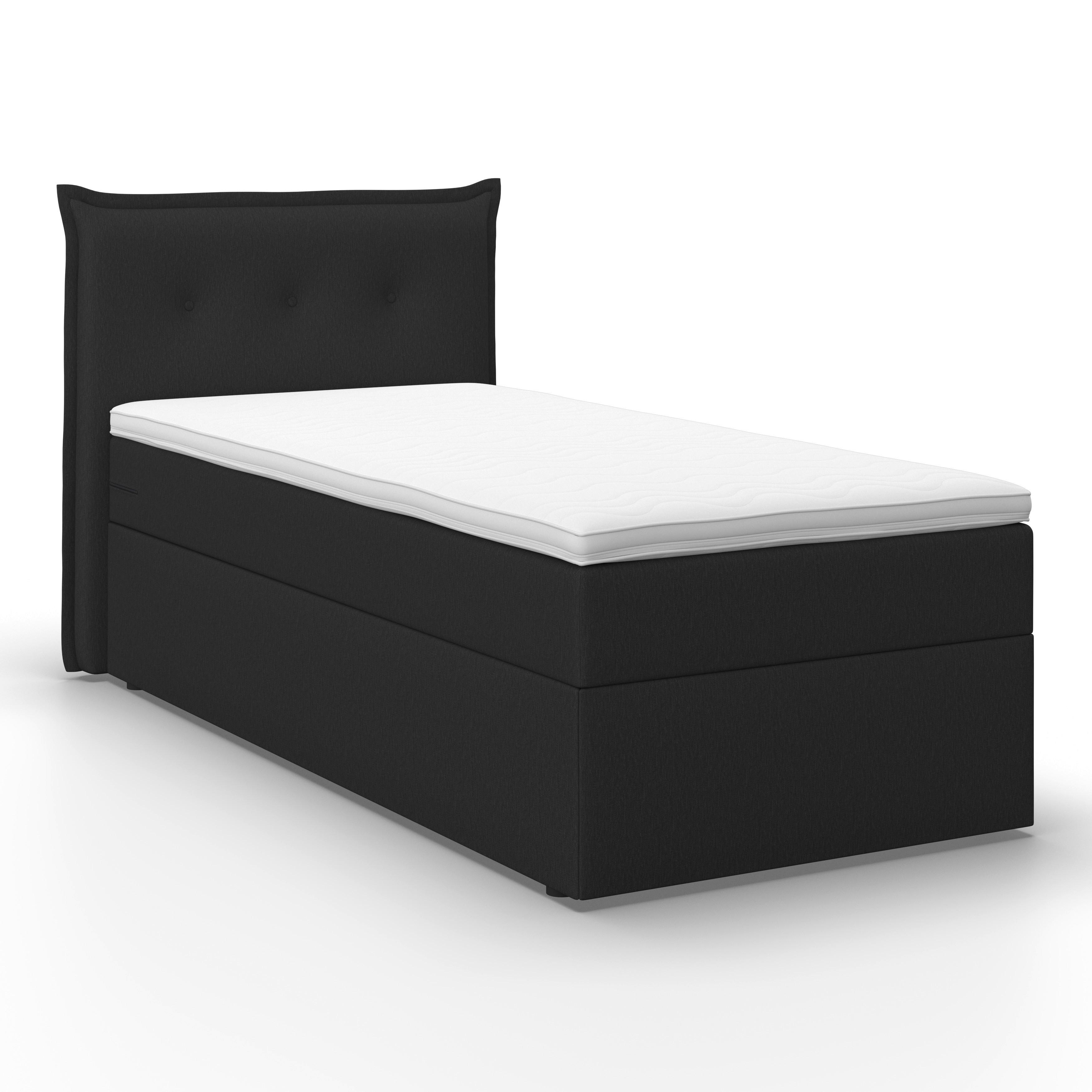 Postelja Z Vzmetnico Polo, Temno Siva, Nadvložek, 90x200 - temno siva/črna, Moderno, umetna masa/tekstil (90/200cm) - Bessagi Home