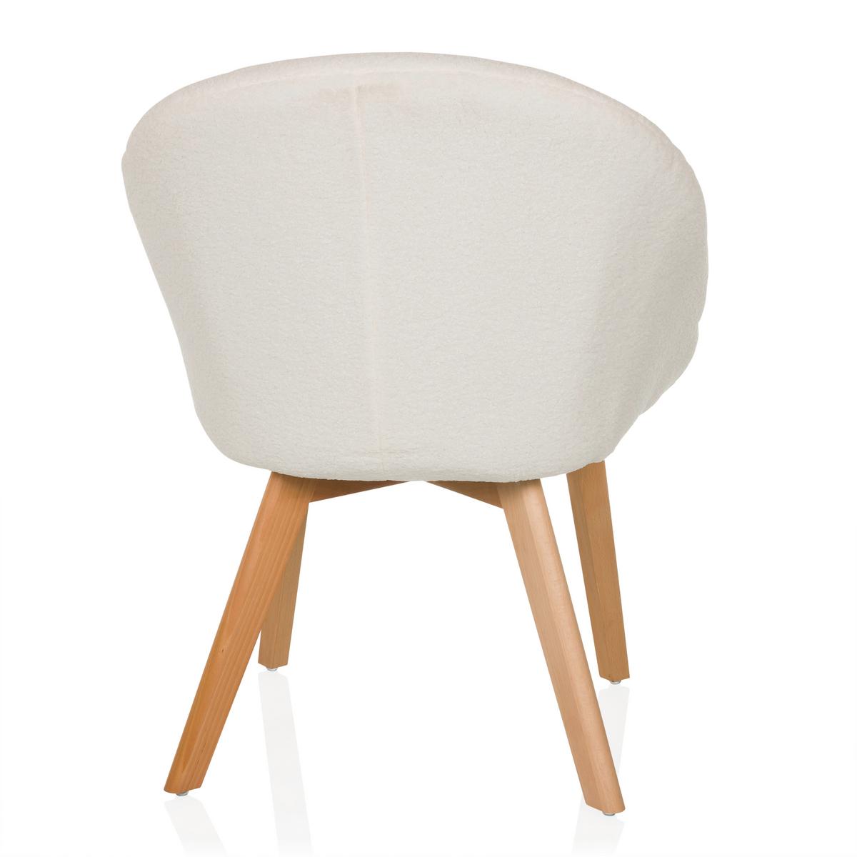 Naslanjač Scandi Ted, Bela - bela/barve bukve, Moderno, tekstil/les (68/85/62cm) - MID.YOU