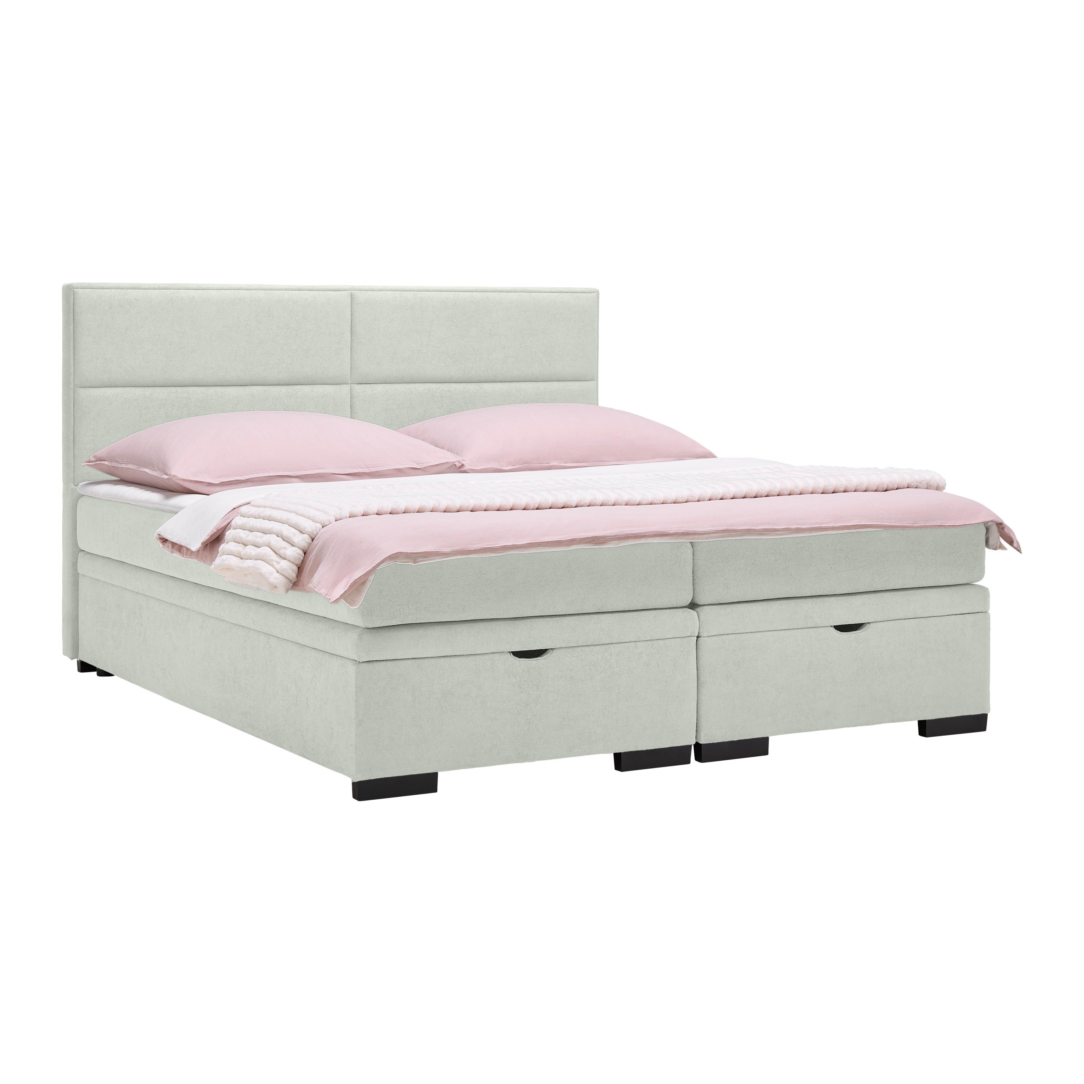 Boxspring Krevet Ethan - sivo-bijela/crna, Moderno, tekstil/plastika (160/200cm) - Premium Living