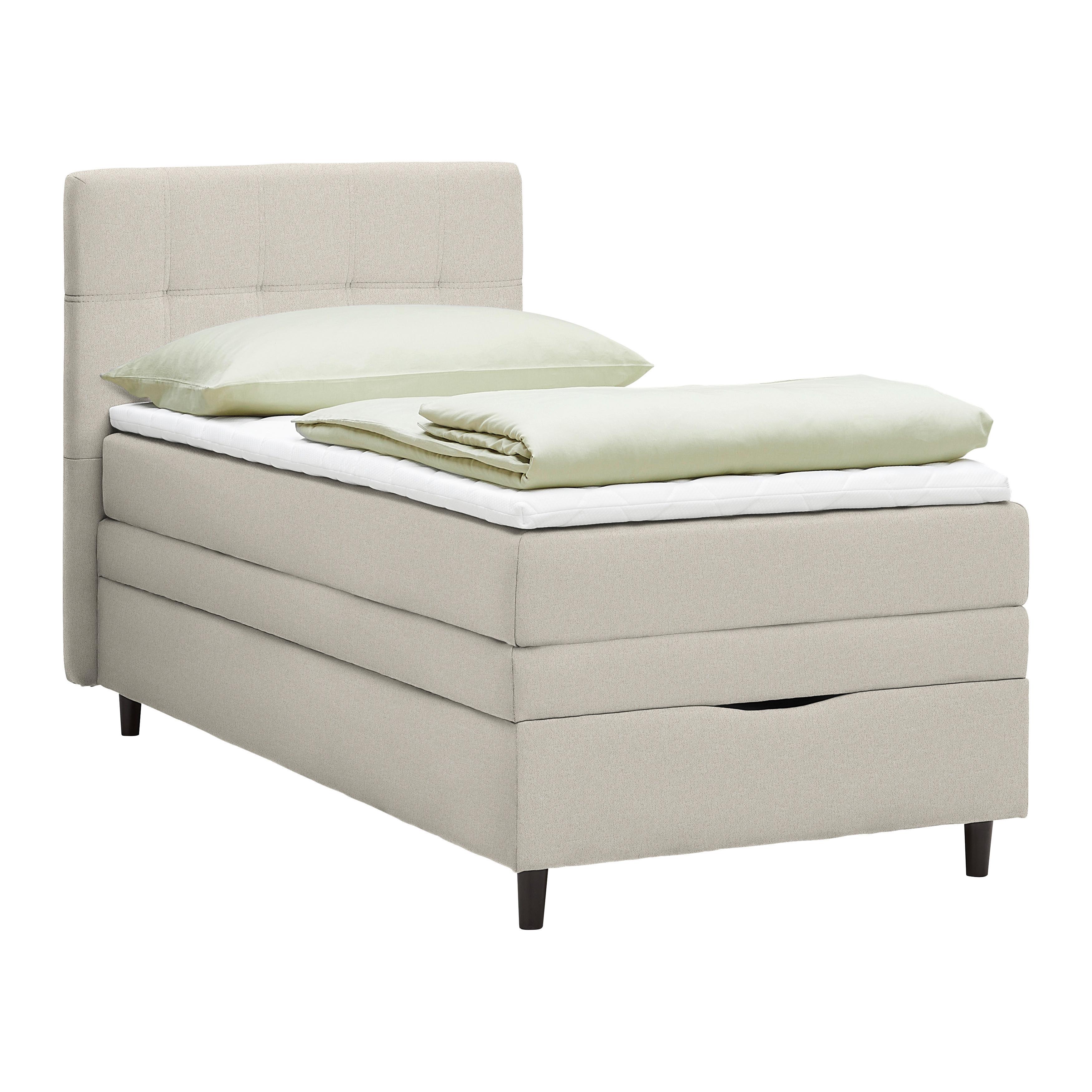 Boxspringbett Miami in Taupe ca. 90x200cm - Taupe/Schwarz, KONVENTIONELL, Holz/Holzwerkstoff (90/200cm) - Mömax