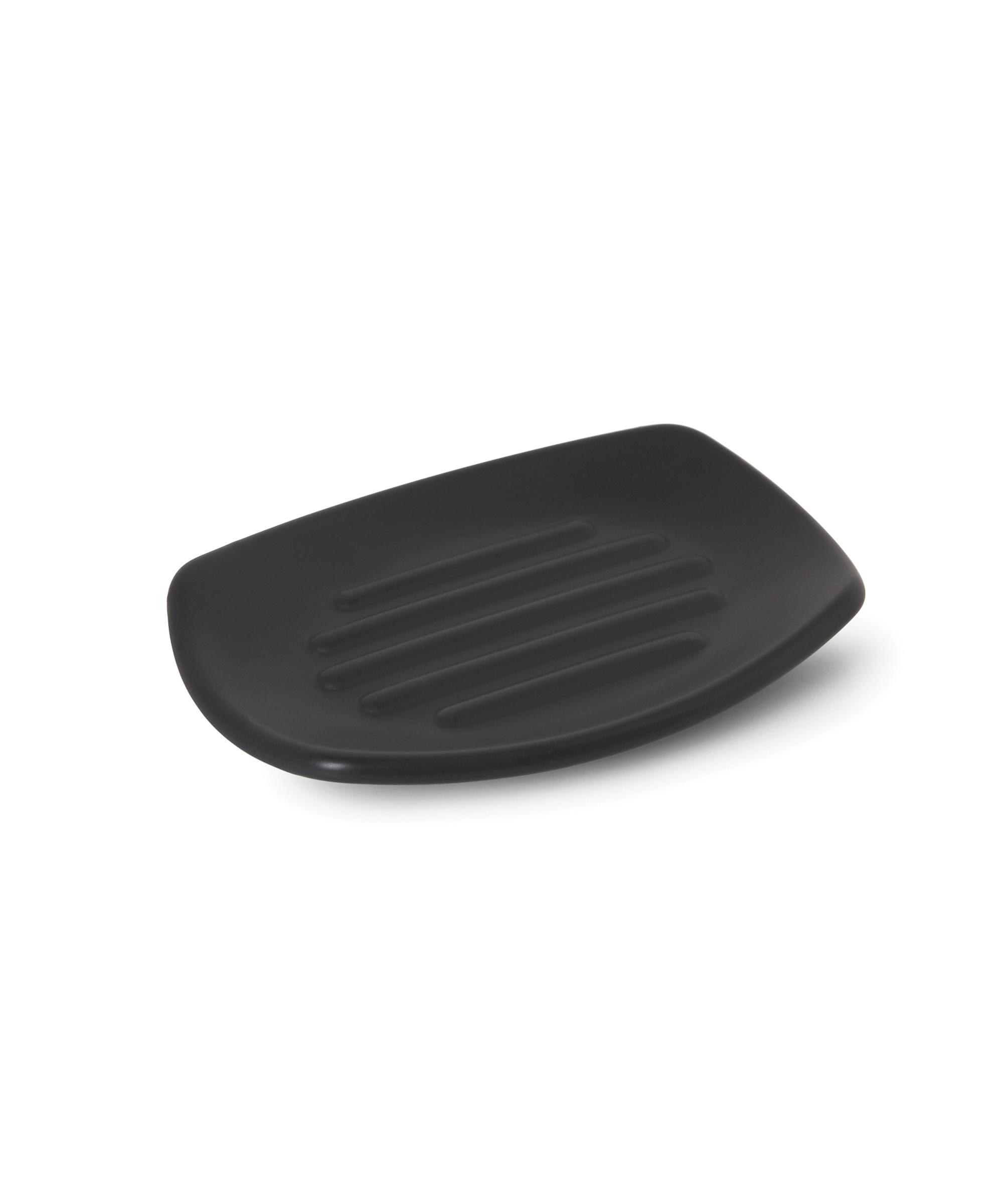 Seifenschale Melrina aus Steinzeug in Schwarz - Schwarz, KONVENTIONELL, Keramik (13,5/9,7/1,9cm) - Modern Living