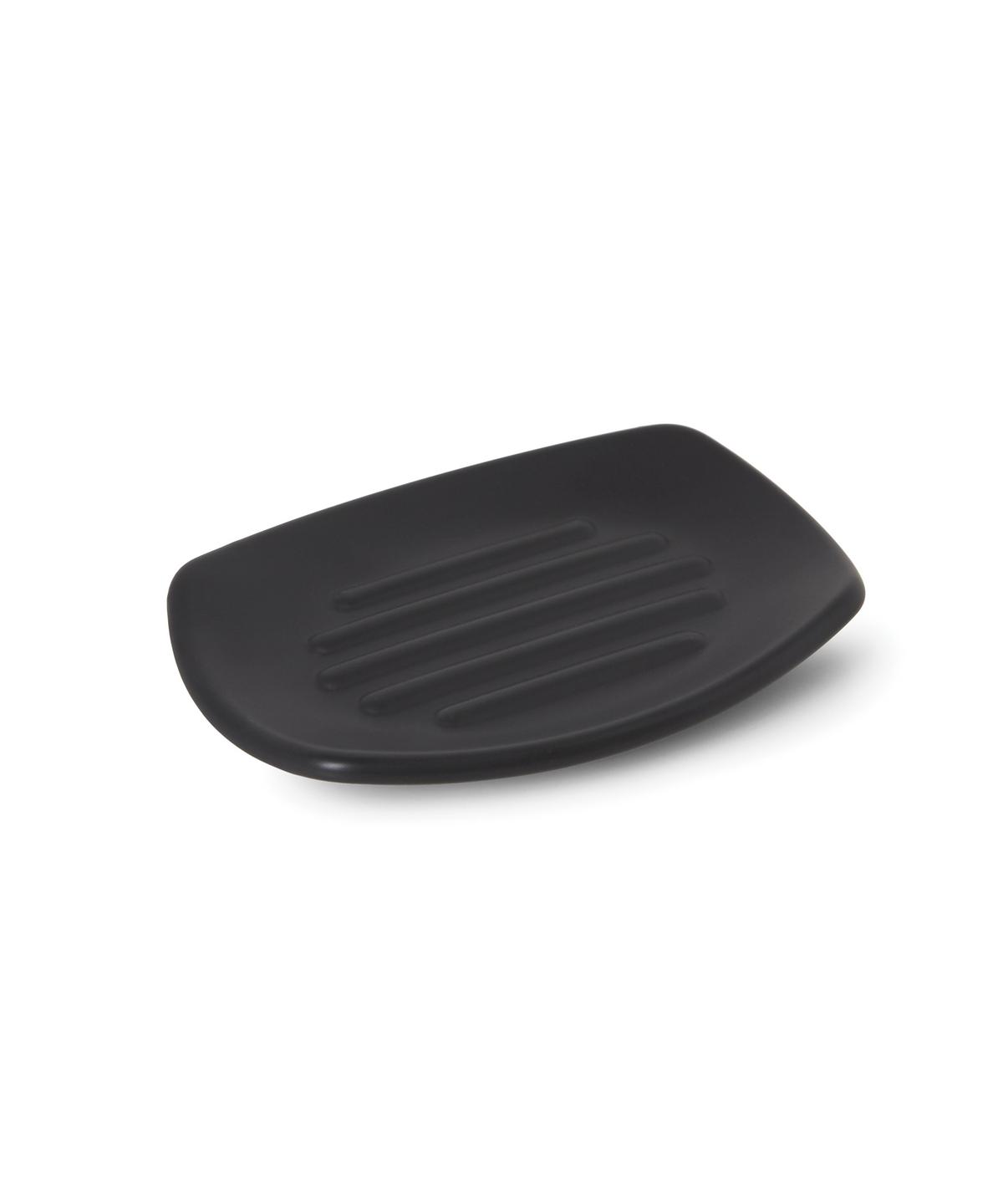 Seifenschale Melrina aus Steinzeug in Schwarz - Schwarz, KONVENTIONELL, Keramik (13,5/9,7/1,9cm) - Modern Living