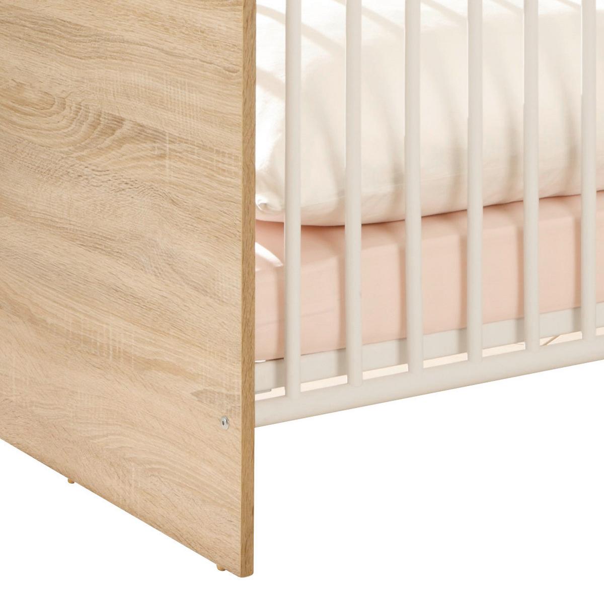 Gitterbett Wiki ca. 70x140 cm Weiß/Eiche - Weiß/Sonoma Eiche, KONVENTIONELL, Holzwerkstoff (144/82cm) - MID.YOU
