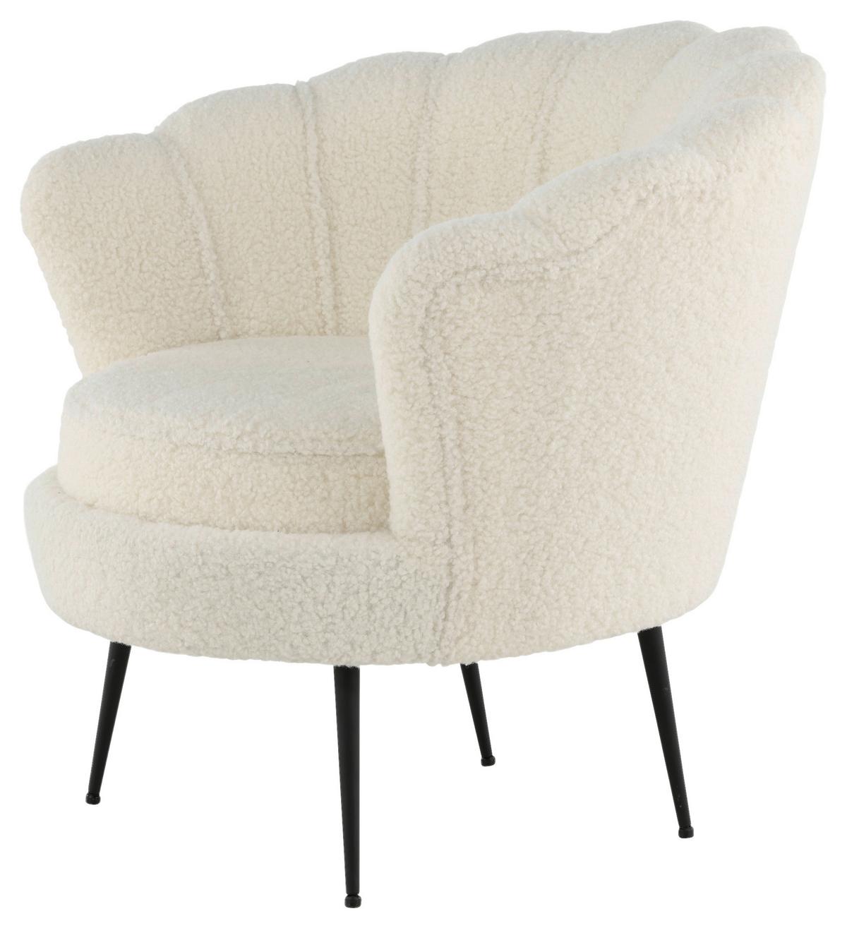 Sessel Calais Teddystoff ca. 83x76 cm Weiß - Schwarz/Weiß, Design, Textil/Metall (83/76/77cm) - Livetastic