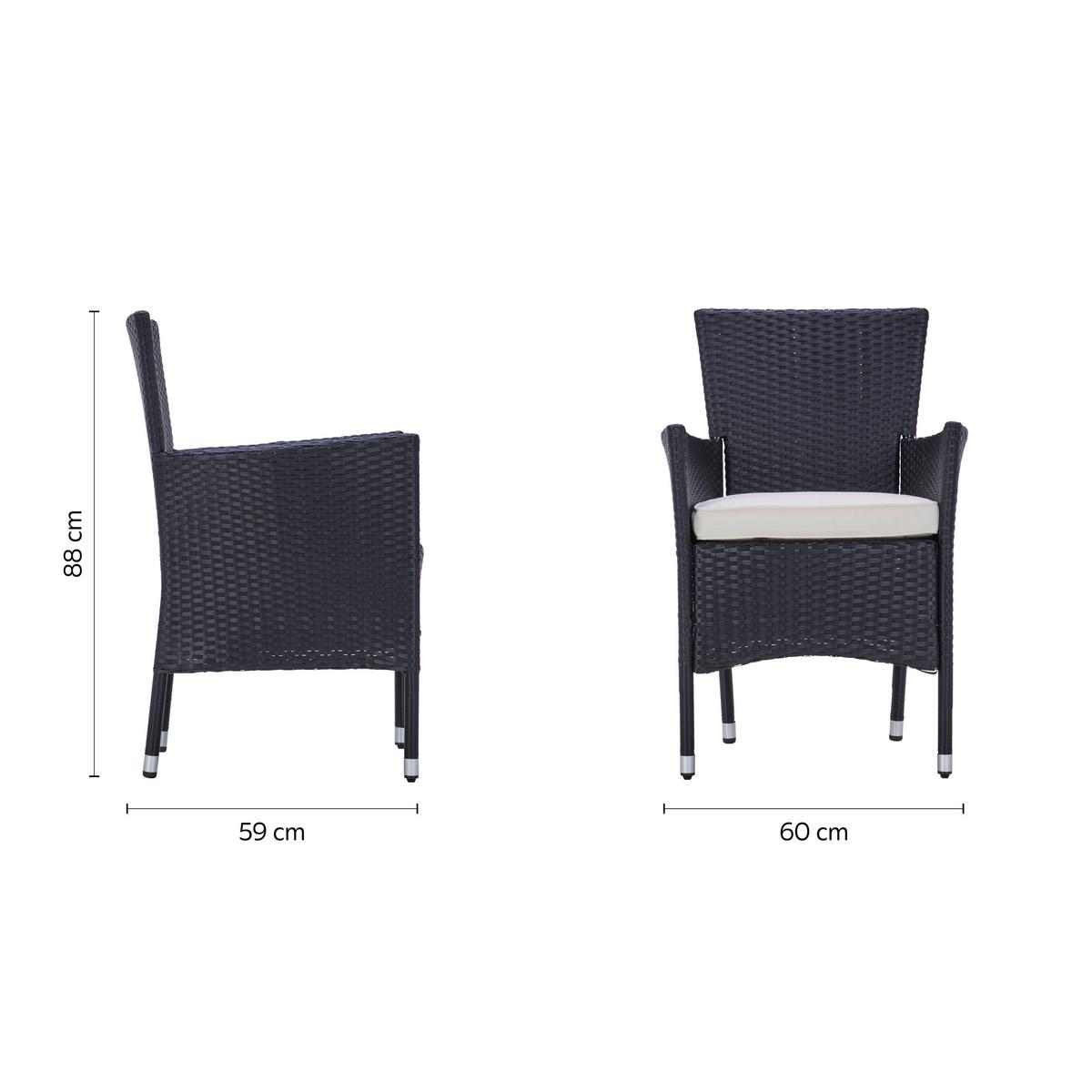 Vrtna Garnitura Mailand, Črna, Krem, 7-Delni Set - črna/krem barve, Moderno, kovina/umetna masa (150/75/90cm) - Beldano