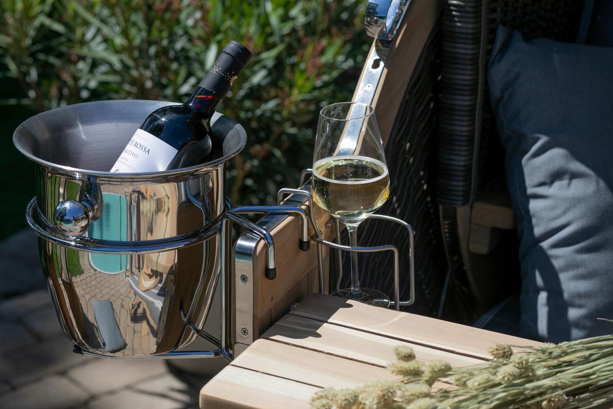Champagnerkühler für Strandkorb - Edelstahlfarben, Basics, Metall (23/21/29cm) - Gardenson