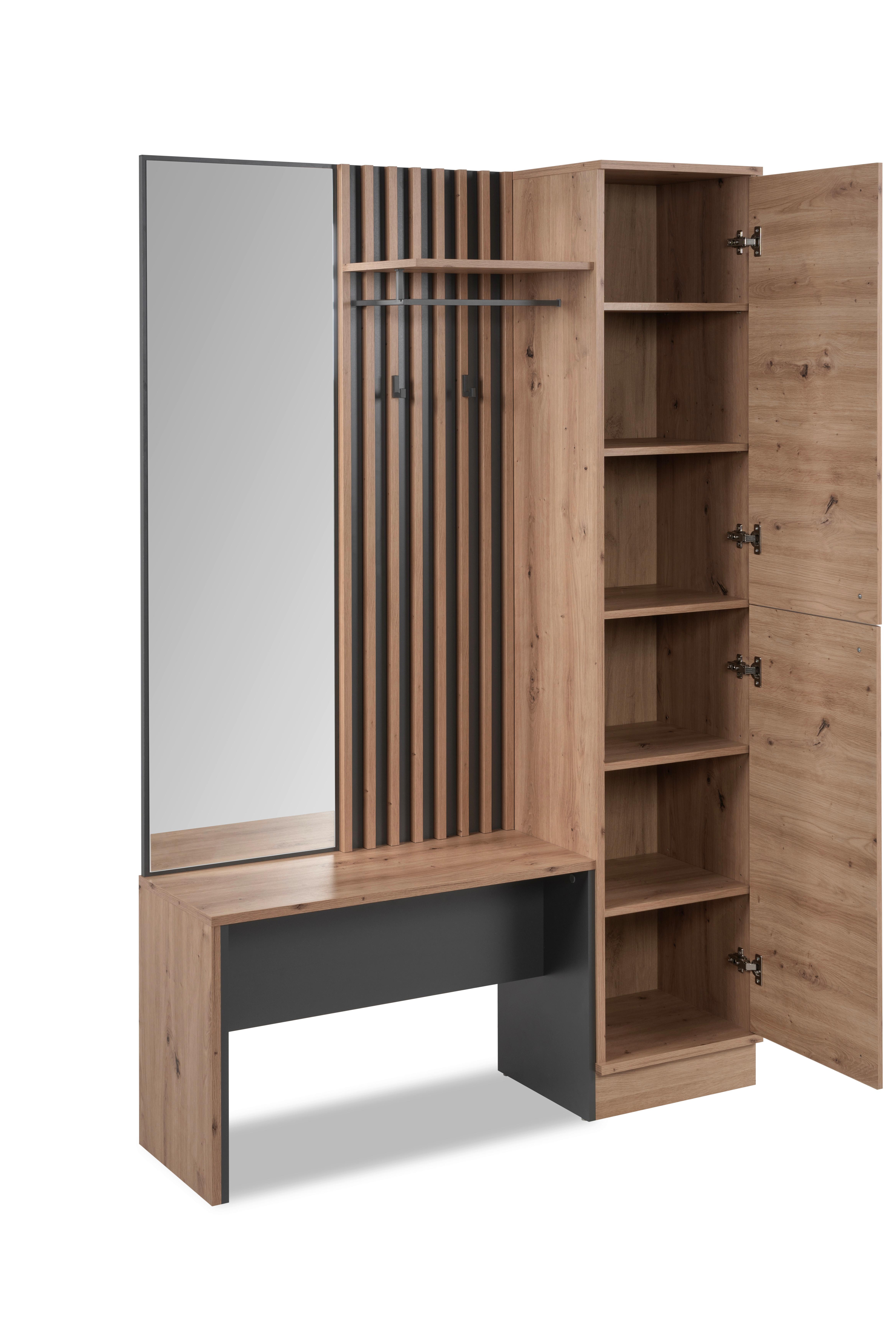 Gaderobe Medan ca. 122 cm Eiche Artisan - Anthrazit/Eiche Artisan, MODERN, Holzwerkstoff (122/190/37cm) - MID.YOU
