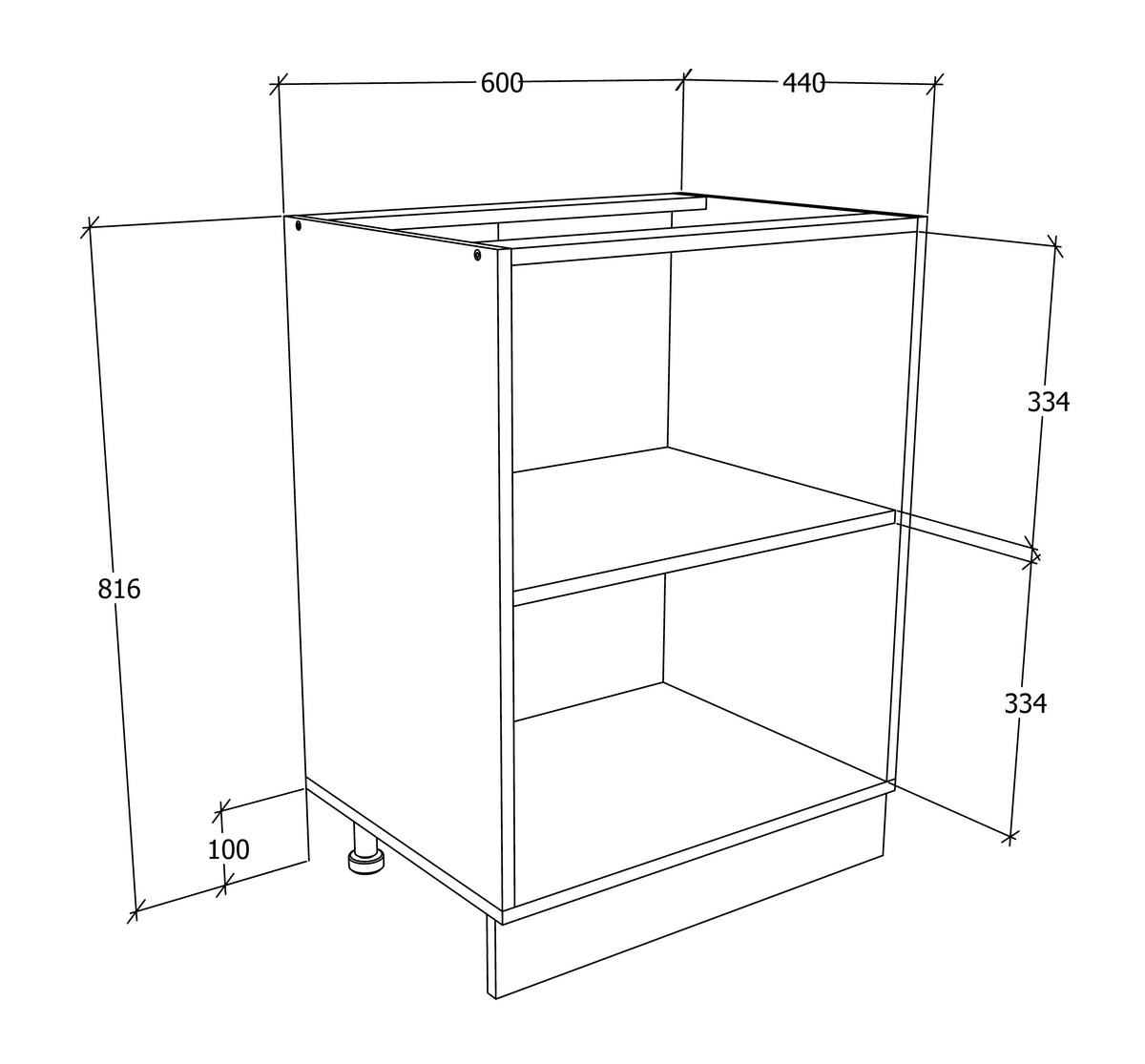 Kuhinjska Spodnja Omarica Esilo, Hrast, Bela - bela/barve aluminija, Konvencionalno, kovina/leseni material (60/82/46cm) - MID.YOU