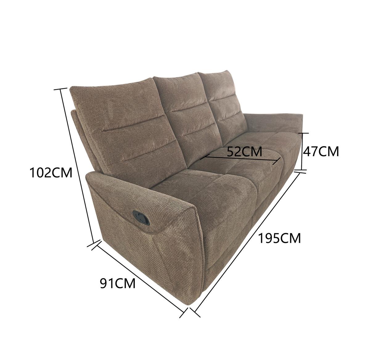 Trosjed Sa Relaks Funkcijama Allegro - smeđa, Moderno, drvo/tekstil (195/102/92cm) - Mömax