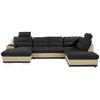 Sedežna Garnitura Seaside, Z Ležiščem, Predalom, Oblika U - barve kroma/črna, Konvencionalno, kovina/tekstil (165/334/218cm) - Premium Living