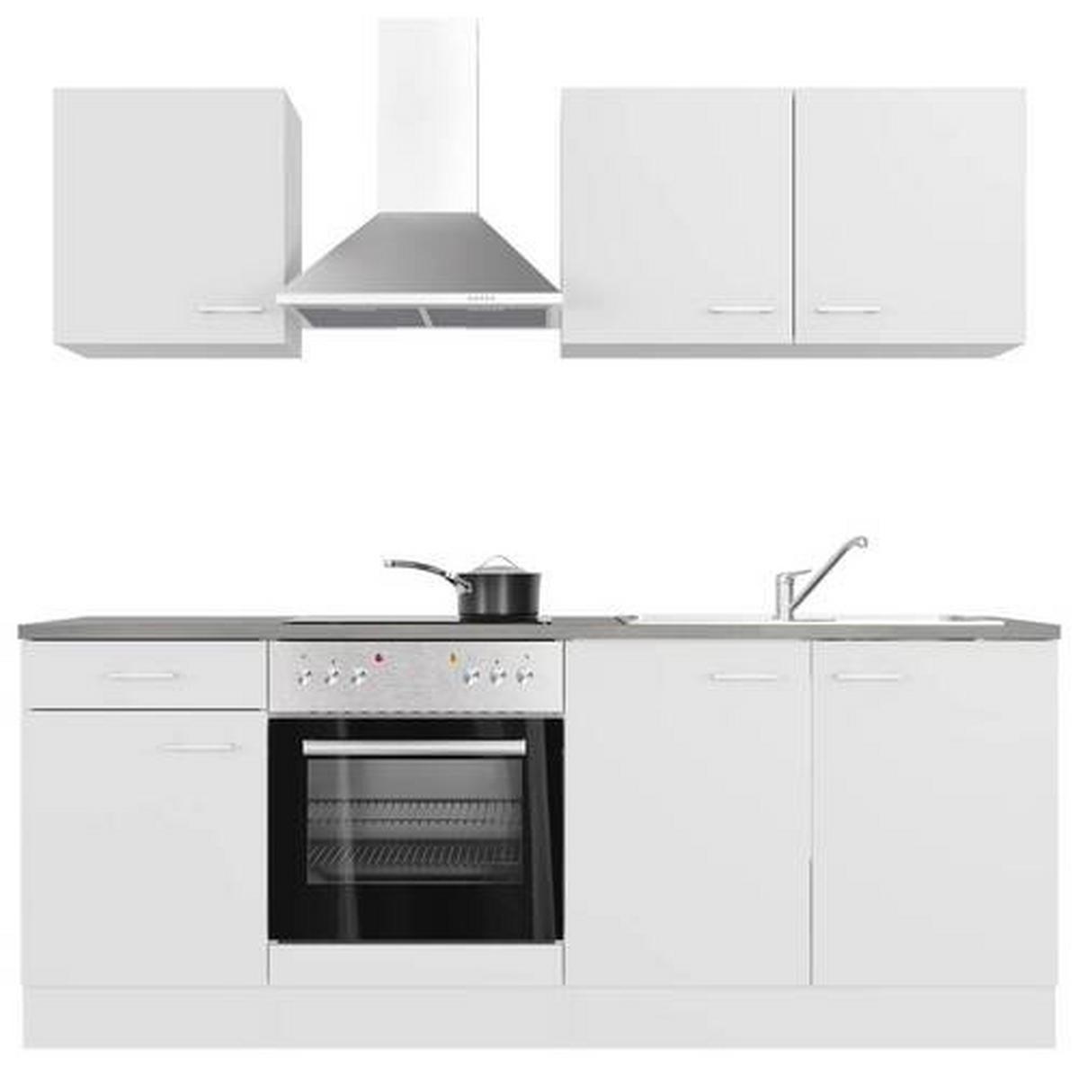 Kuhinjski Blok Lucca - bela/barve aluminija, Moderno, umetna masa/leseni material (210cm) - FlexWell