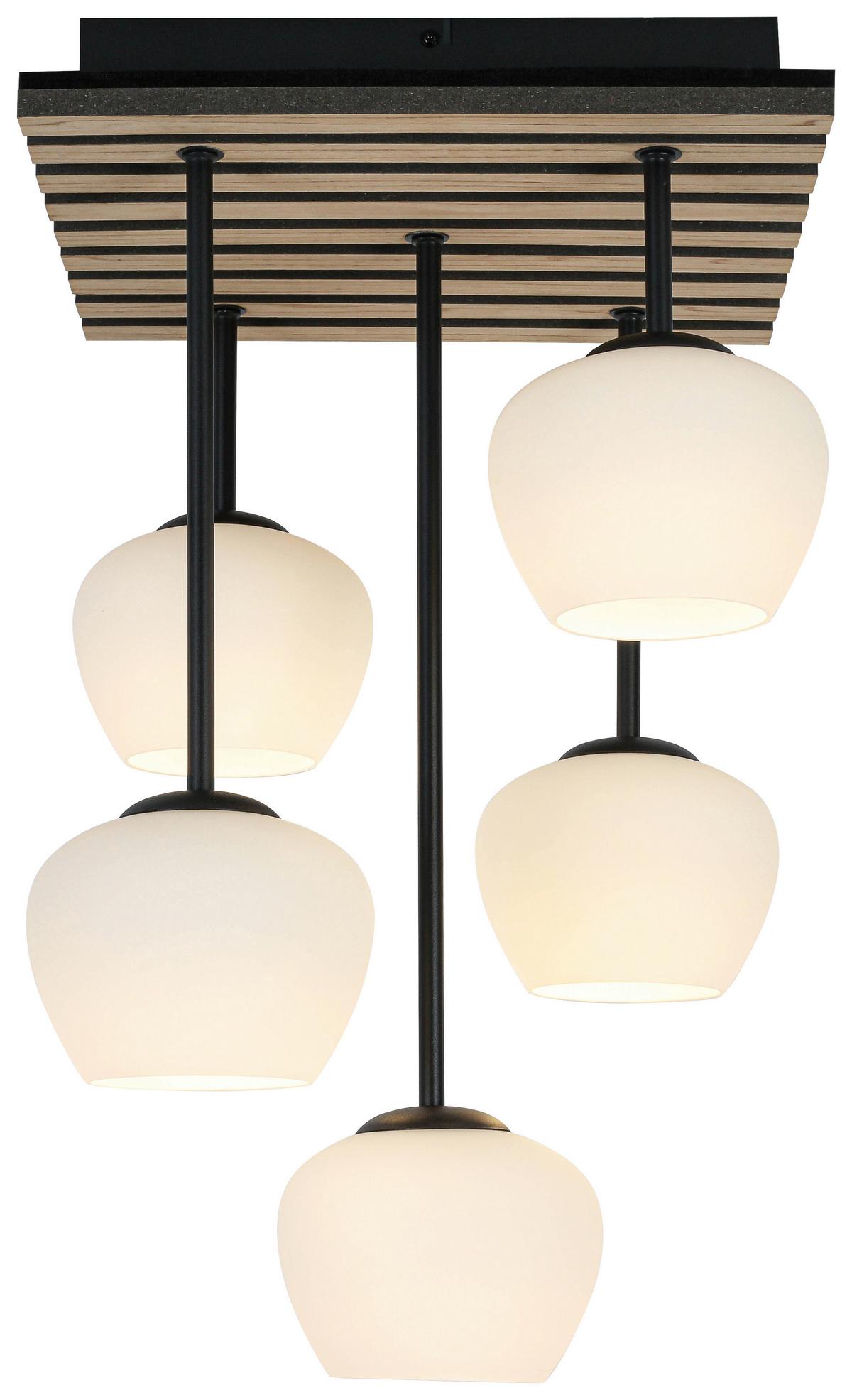 LAMPA WISZĄCA TAIRA - kolor dębowy/czarny, Trend, materiał drewnopochodny/metal (38/39/59cm) - Collett's Monde