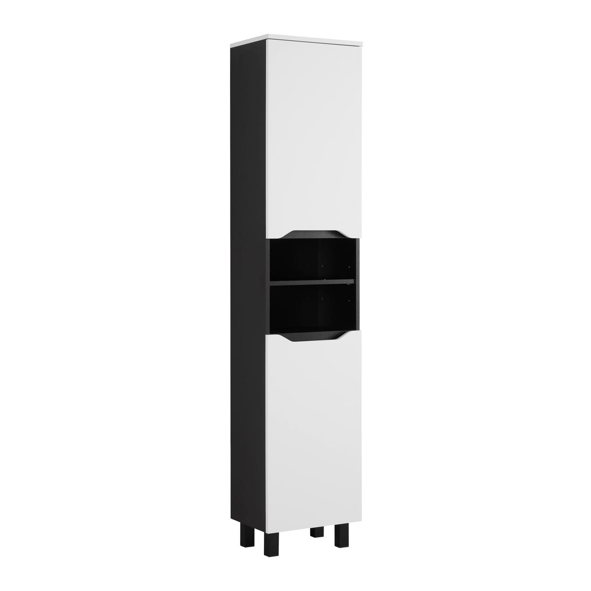 Hochschrank Wave II in Schwarz/Weiß - Weiss/Schwarz, Modern, Holzwerkstoff (40/190/30cm) - Mömax