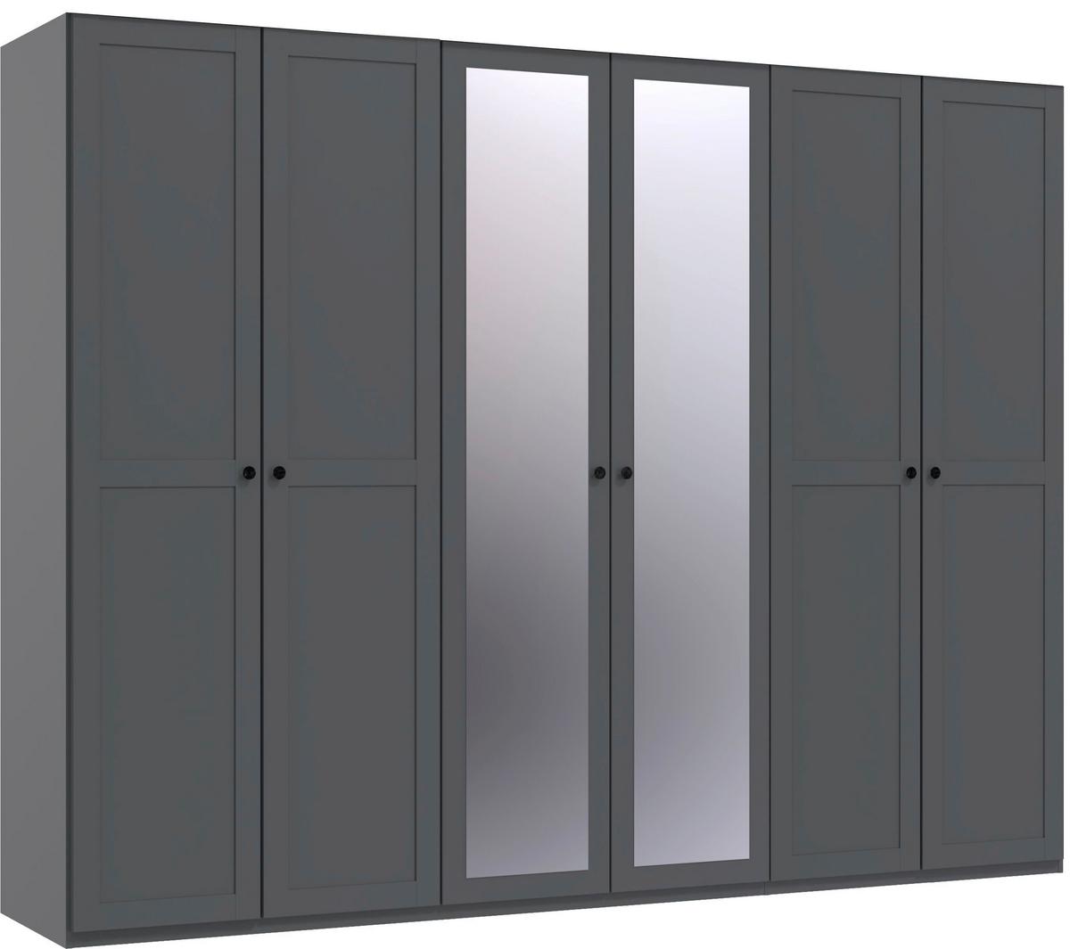 DREHTÜRENSCHRANK NEW YORK - Silberfarben/Graphitfarben, Konventionell, Glas/Holzwerkstoff (270/208/58cm) - Premium Living